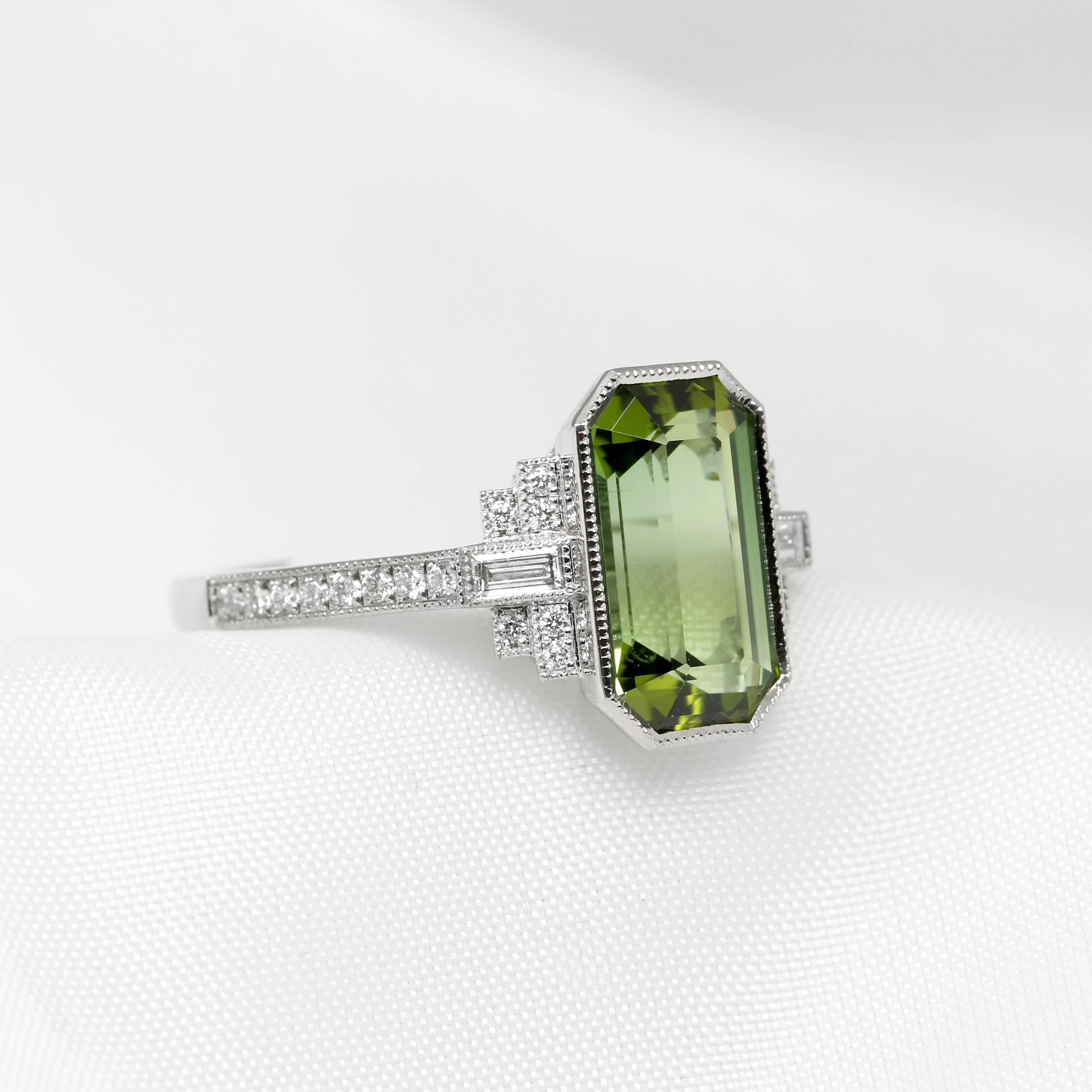 Green Tourmaline & Diamond Cocktail Ring