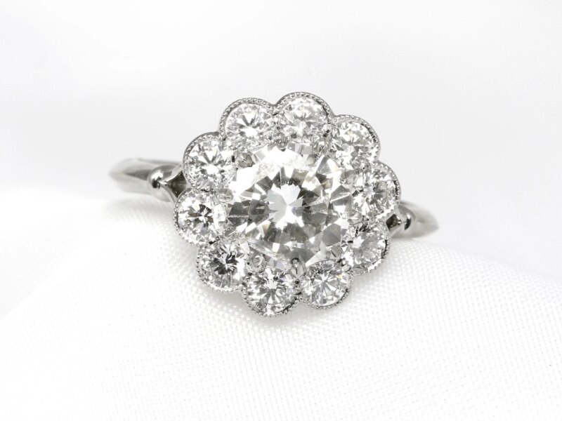Round Diamond Cluster Ring in Platinum