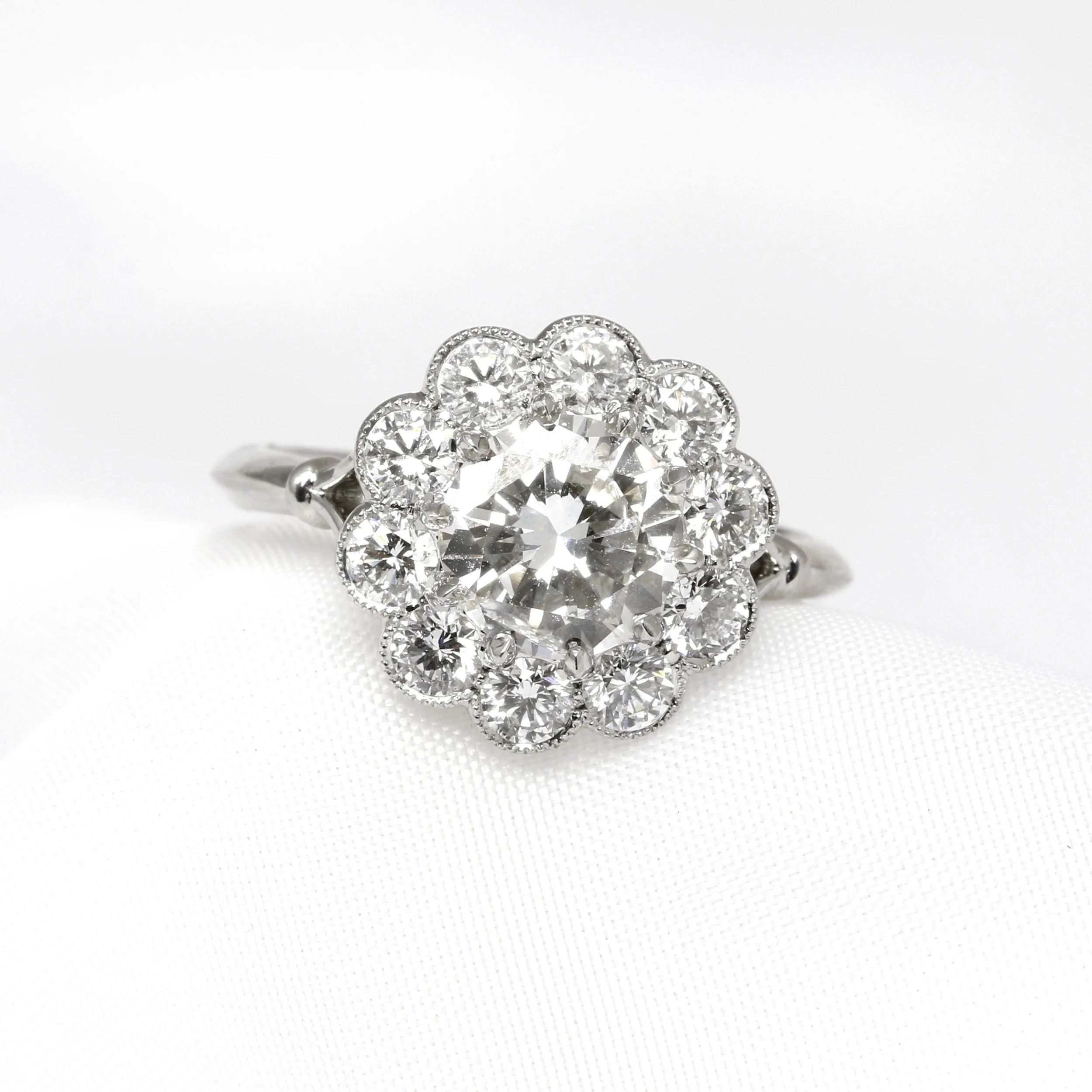 Round Diamond Cluster Ring in Platinum