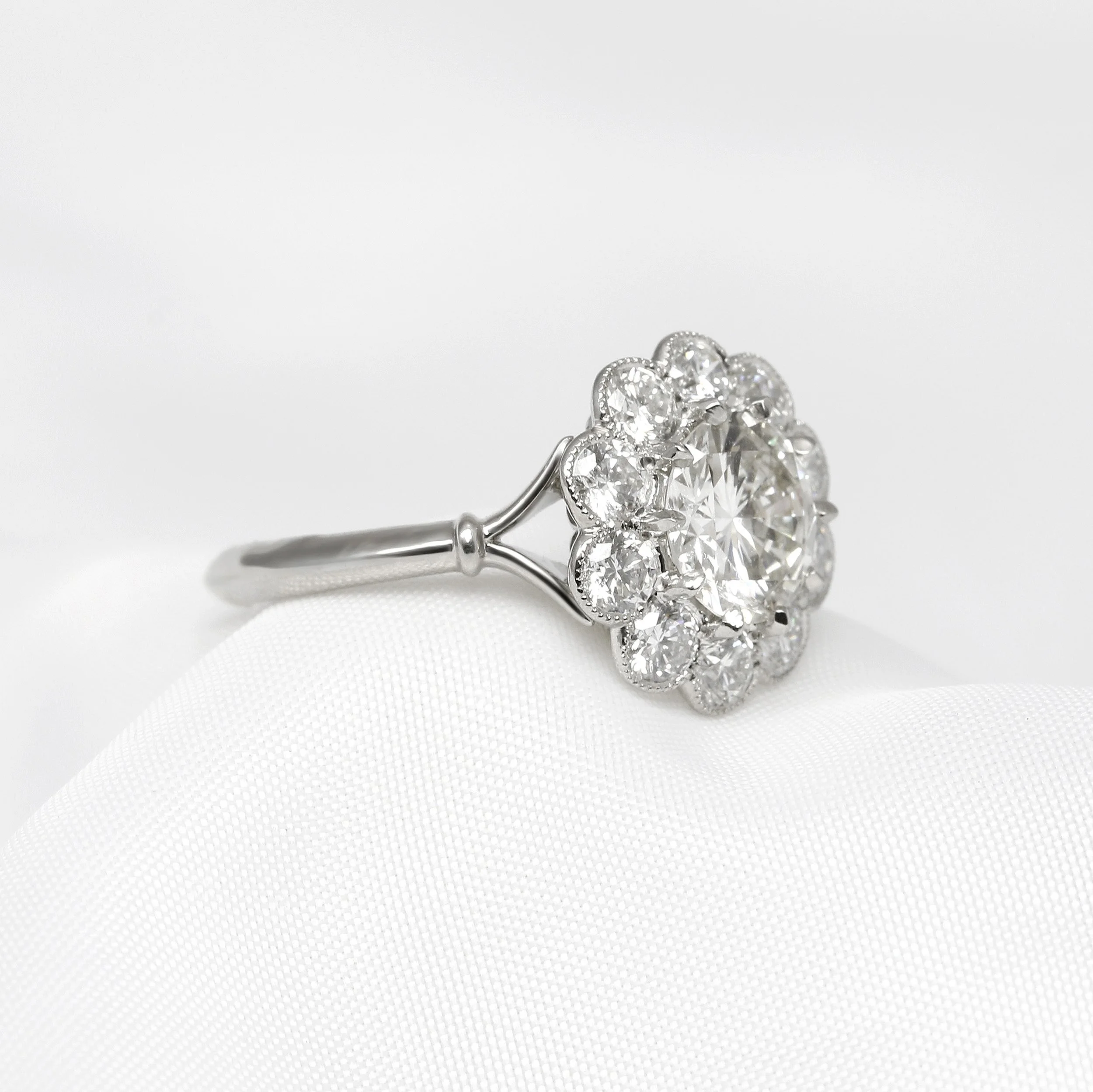 Round Diamond Cluster Ring in Platinum