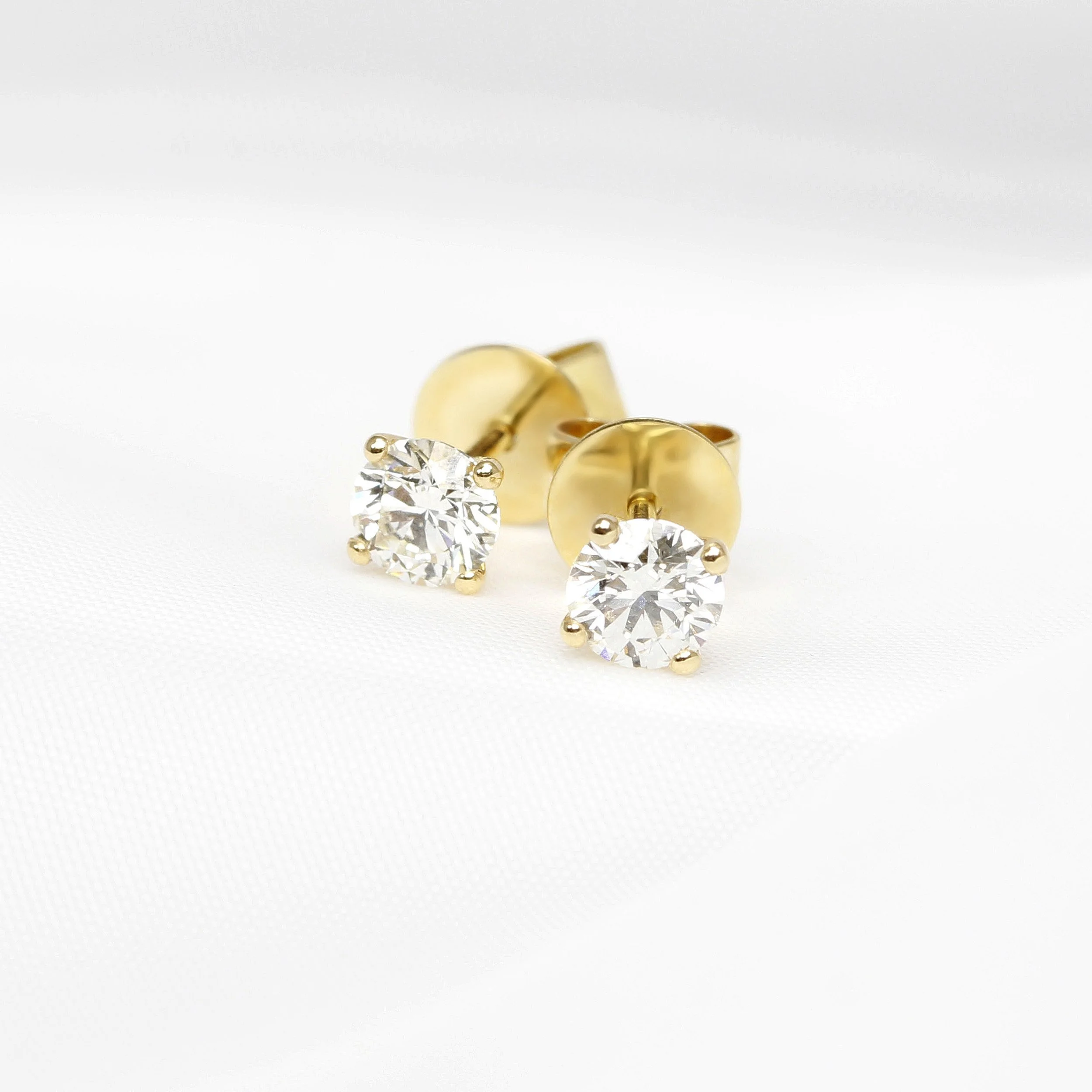 Claw Set Diamond Stud Earrings in Yellow Gold