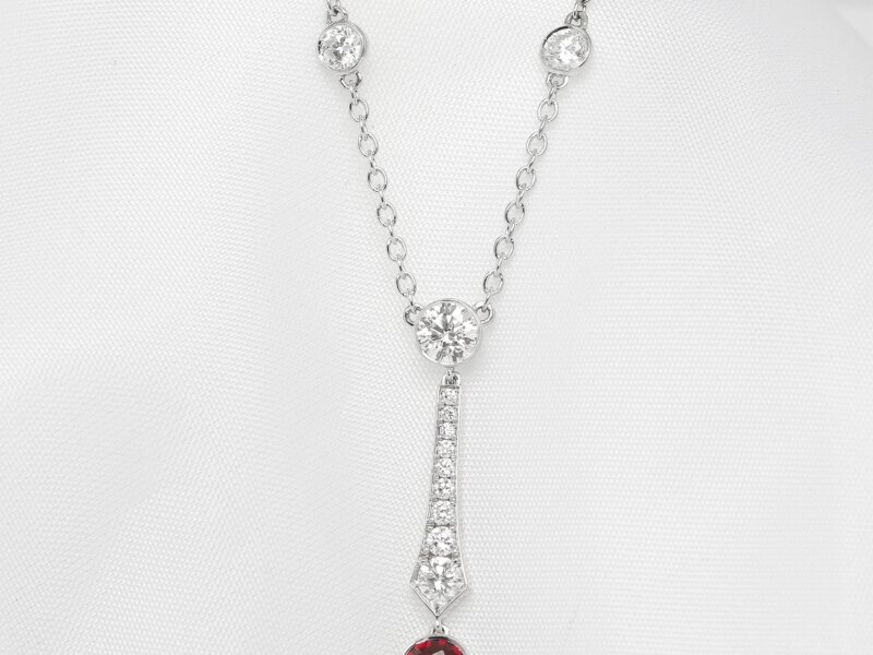 Ruby & Diamond Drop Necklace