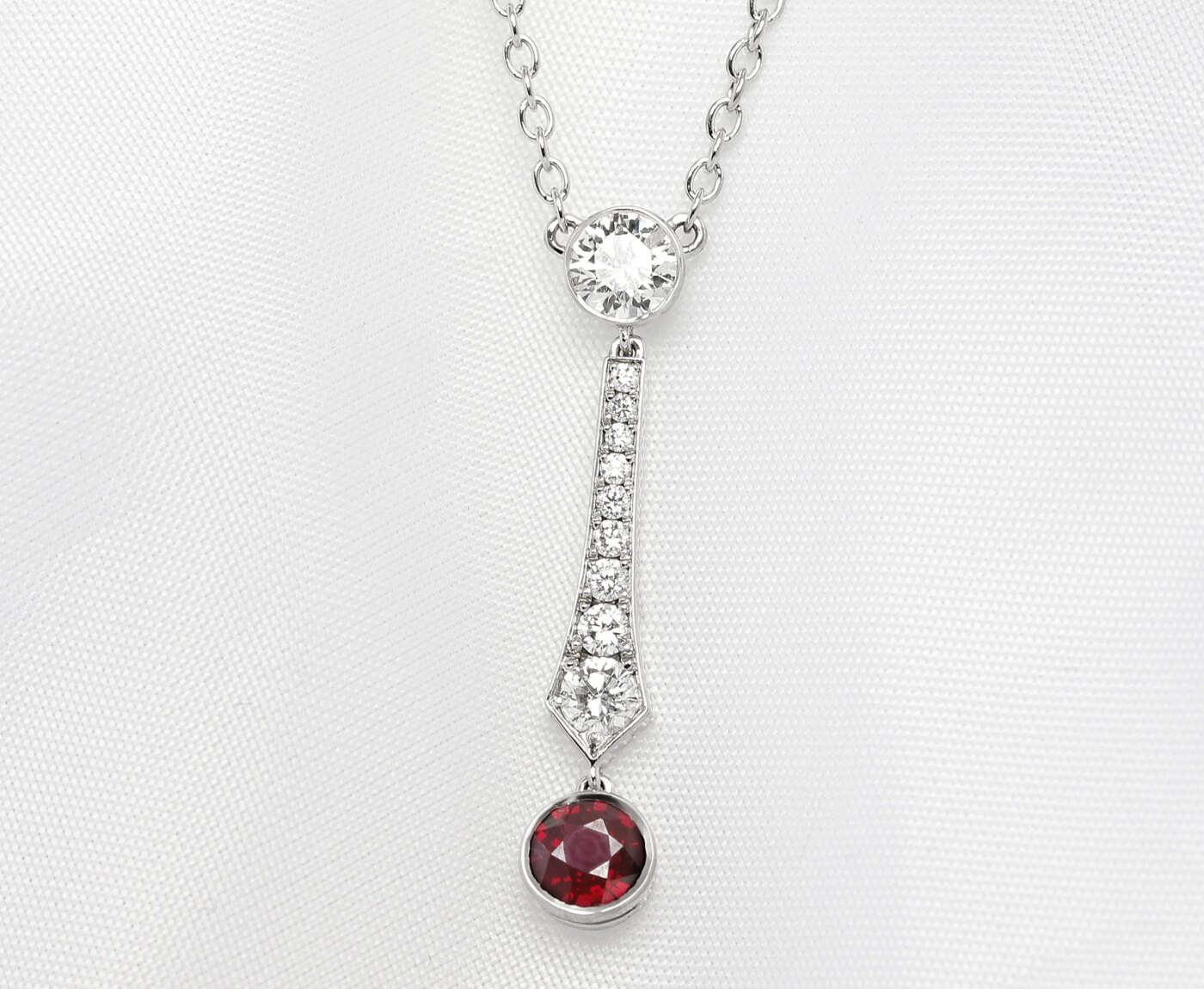 Ruby & Diamond Drop Necklace