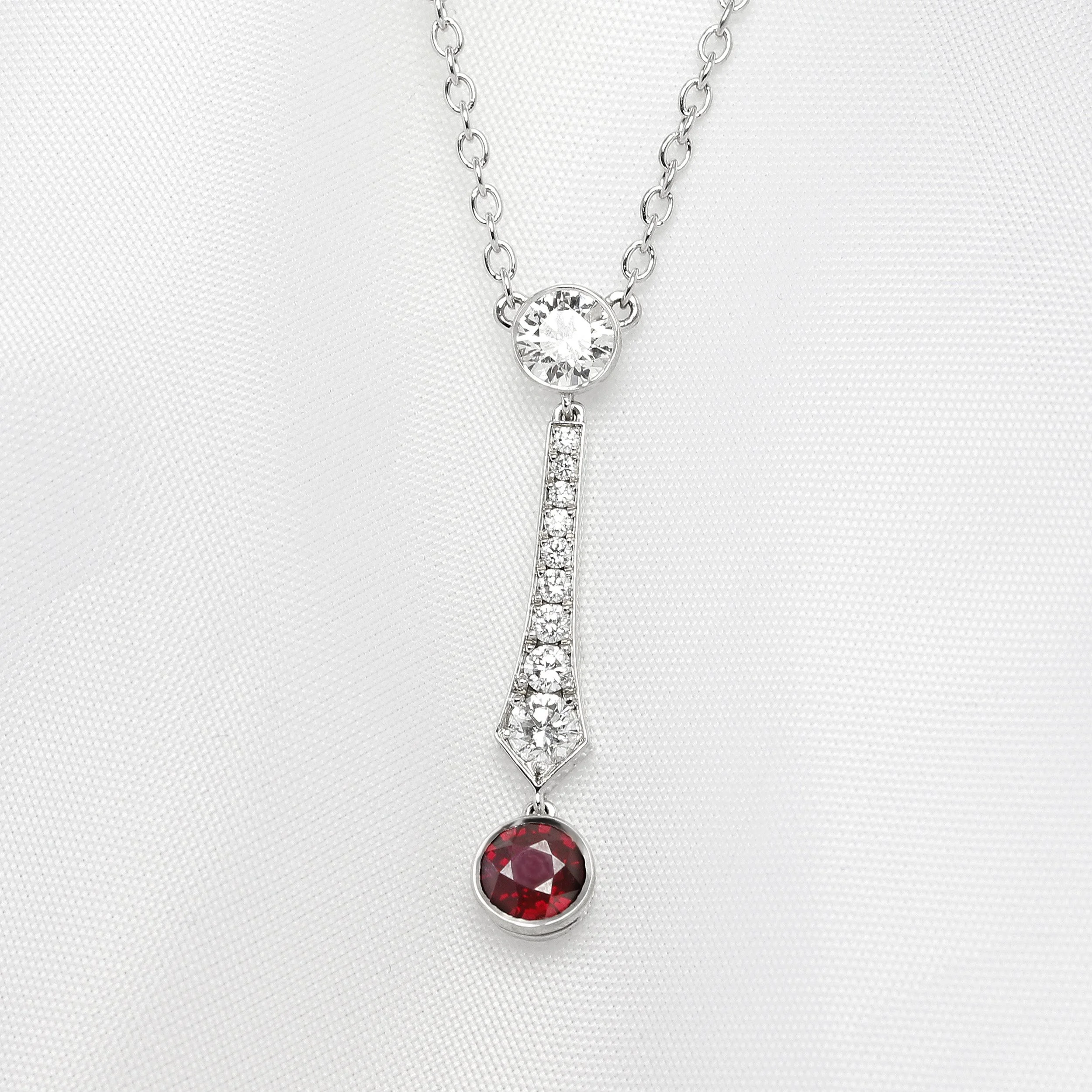 Ruby & Diamond Drop Necklace