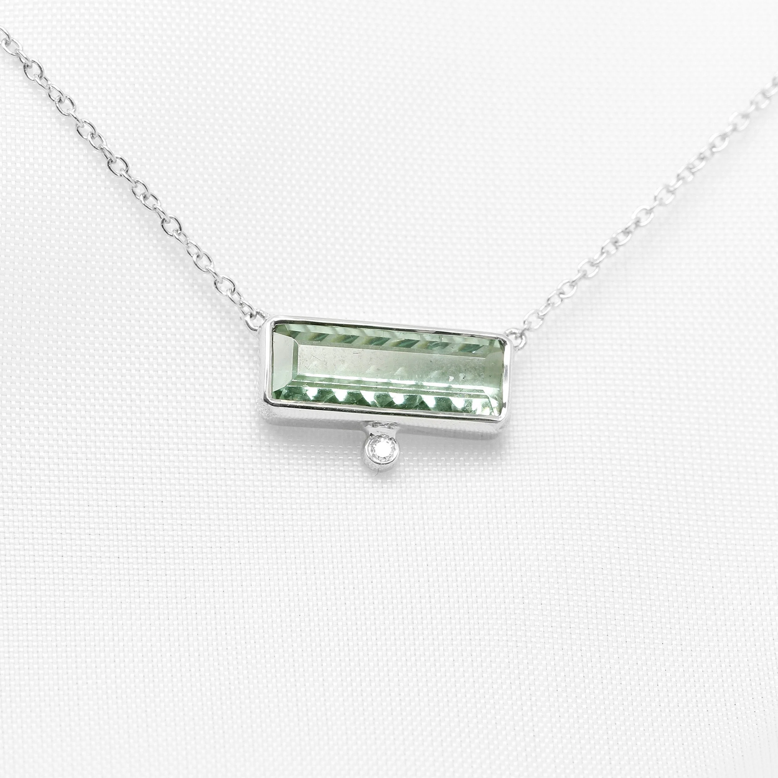Tourmaline & Diamond Necklace in White Gold
