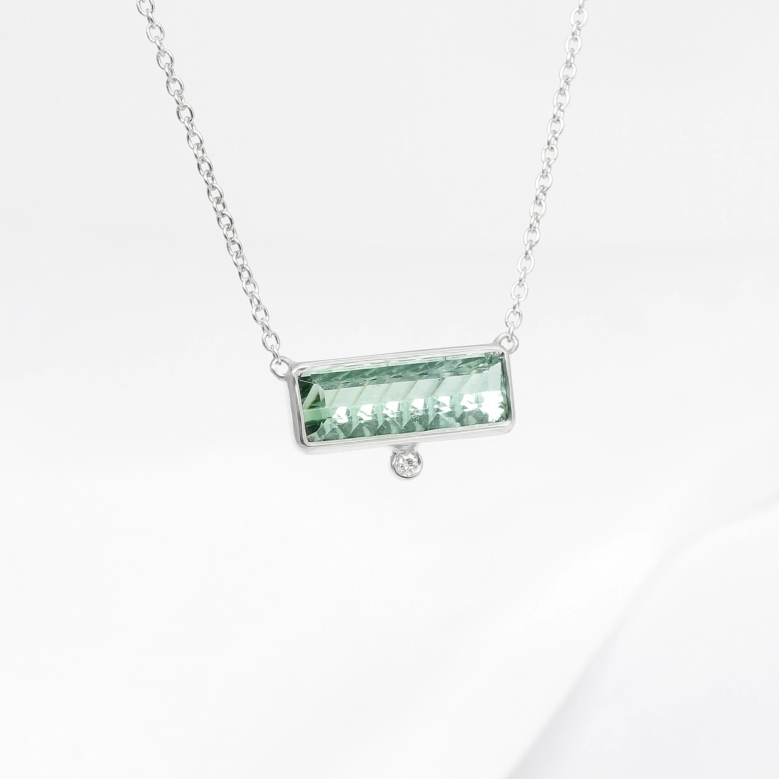 Tourmaline & Diamond Necklace in White Gold