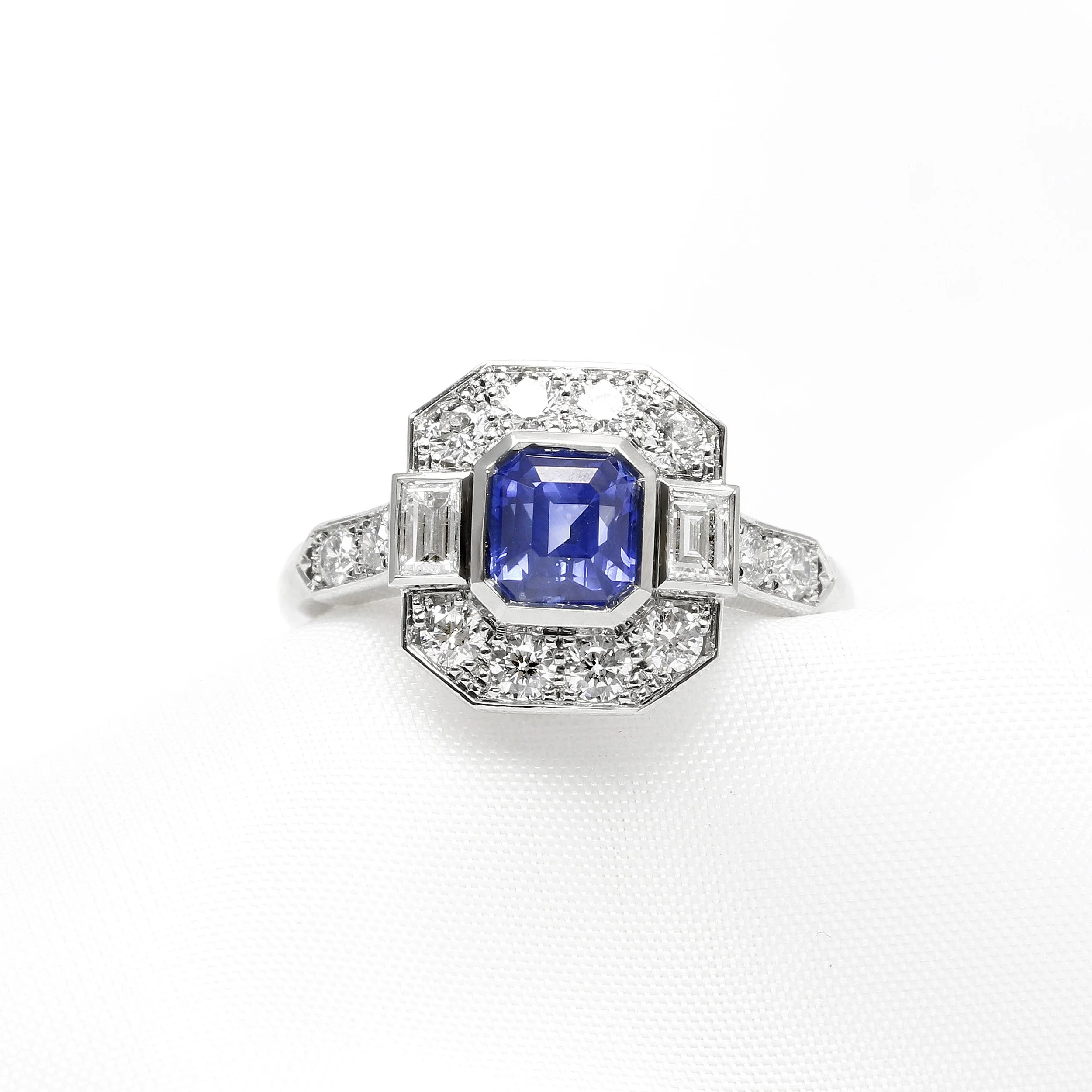 Art Deco Sapphire & Diamond Cluster Ring