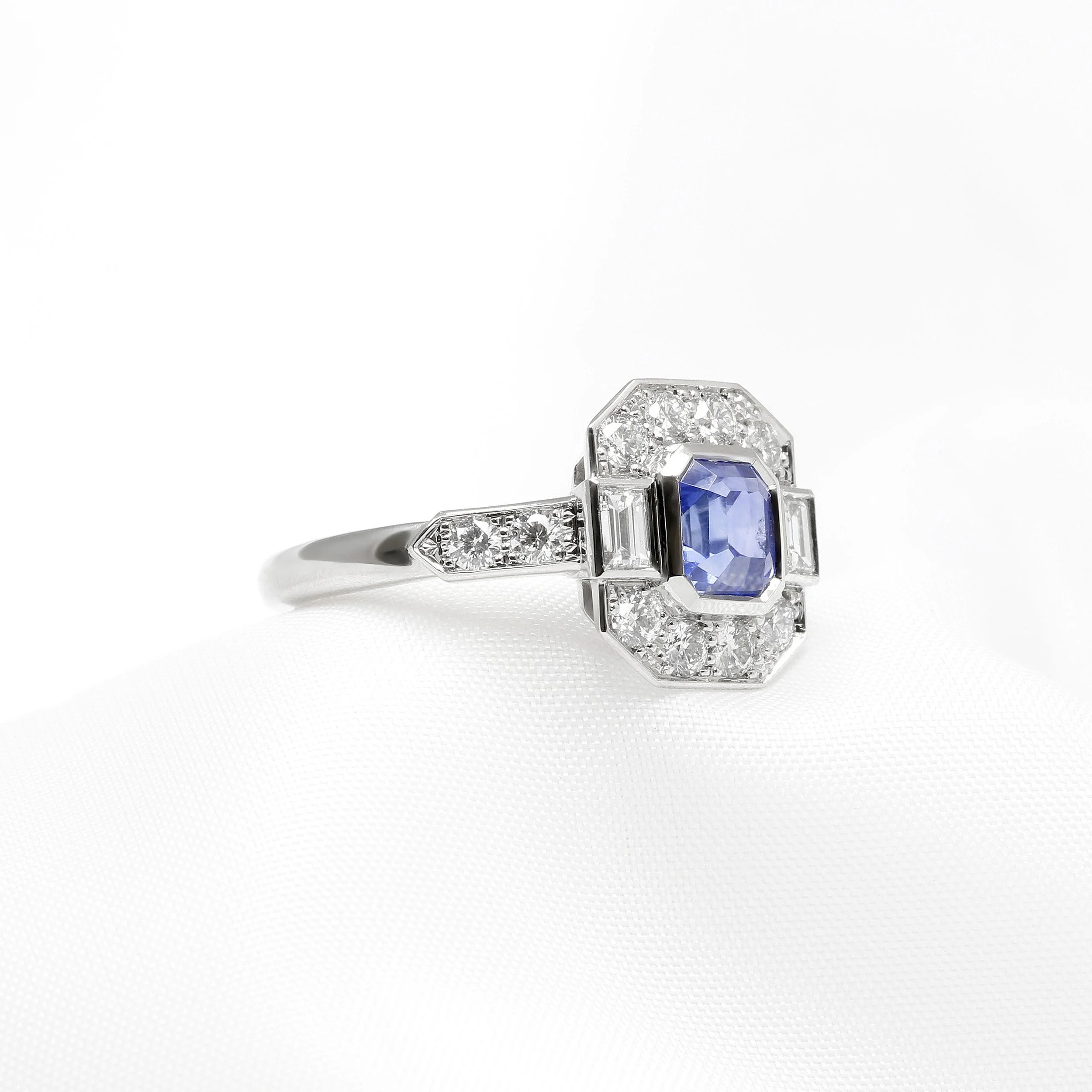 Art Deco Sapphire & Diamond Cluster Ring
