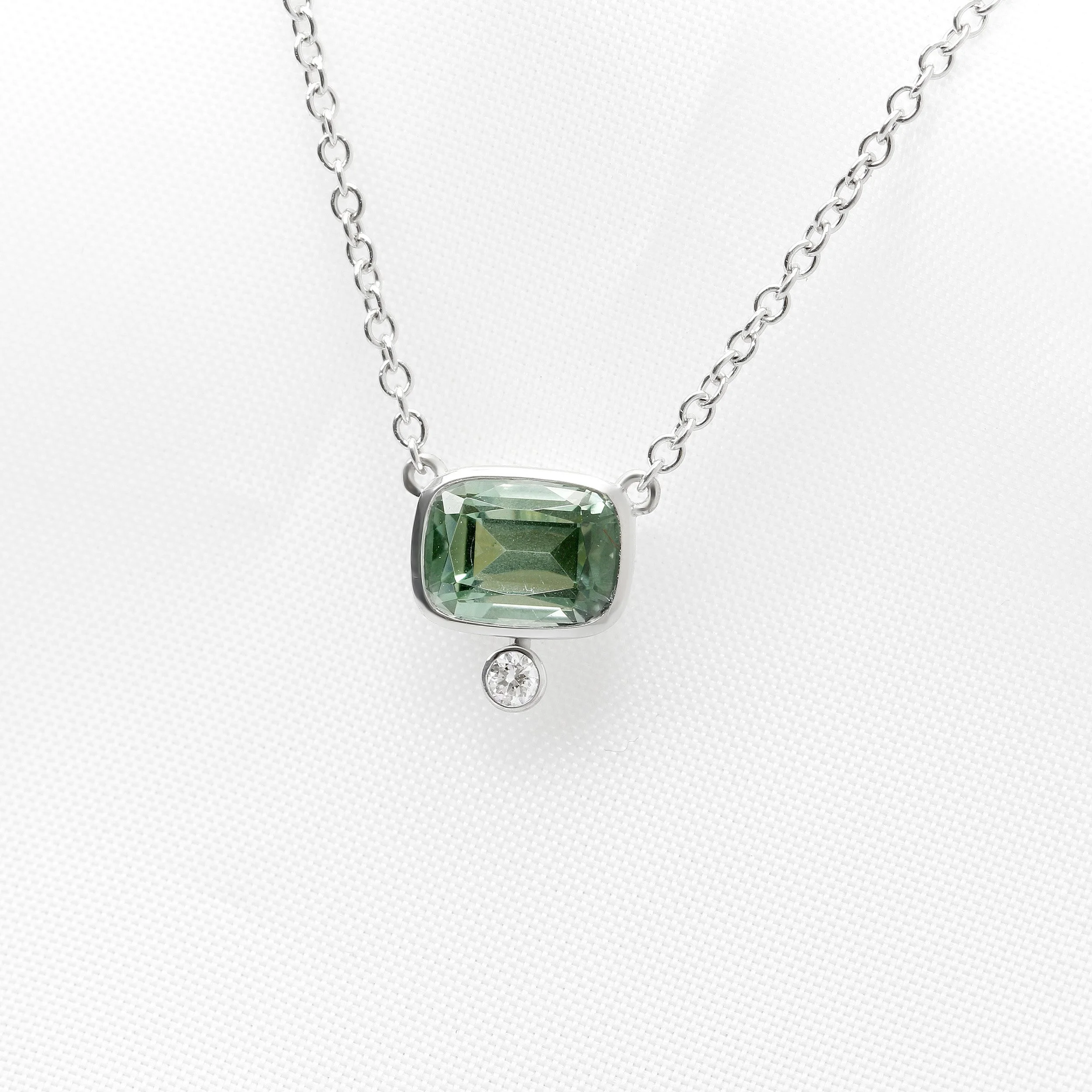 Mint Green Tourmaline & Diamond Pendant