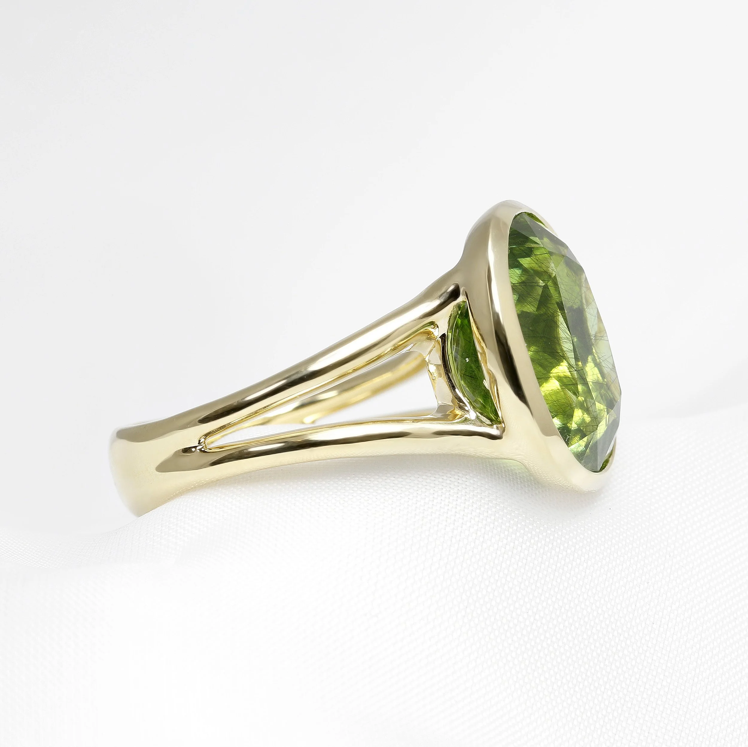 Peridot with Ludwigite Inclusions Dress Ring