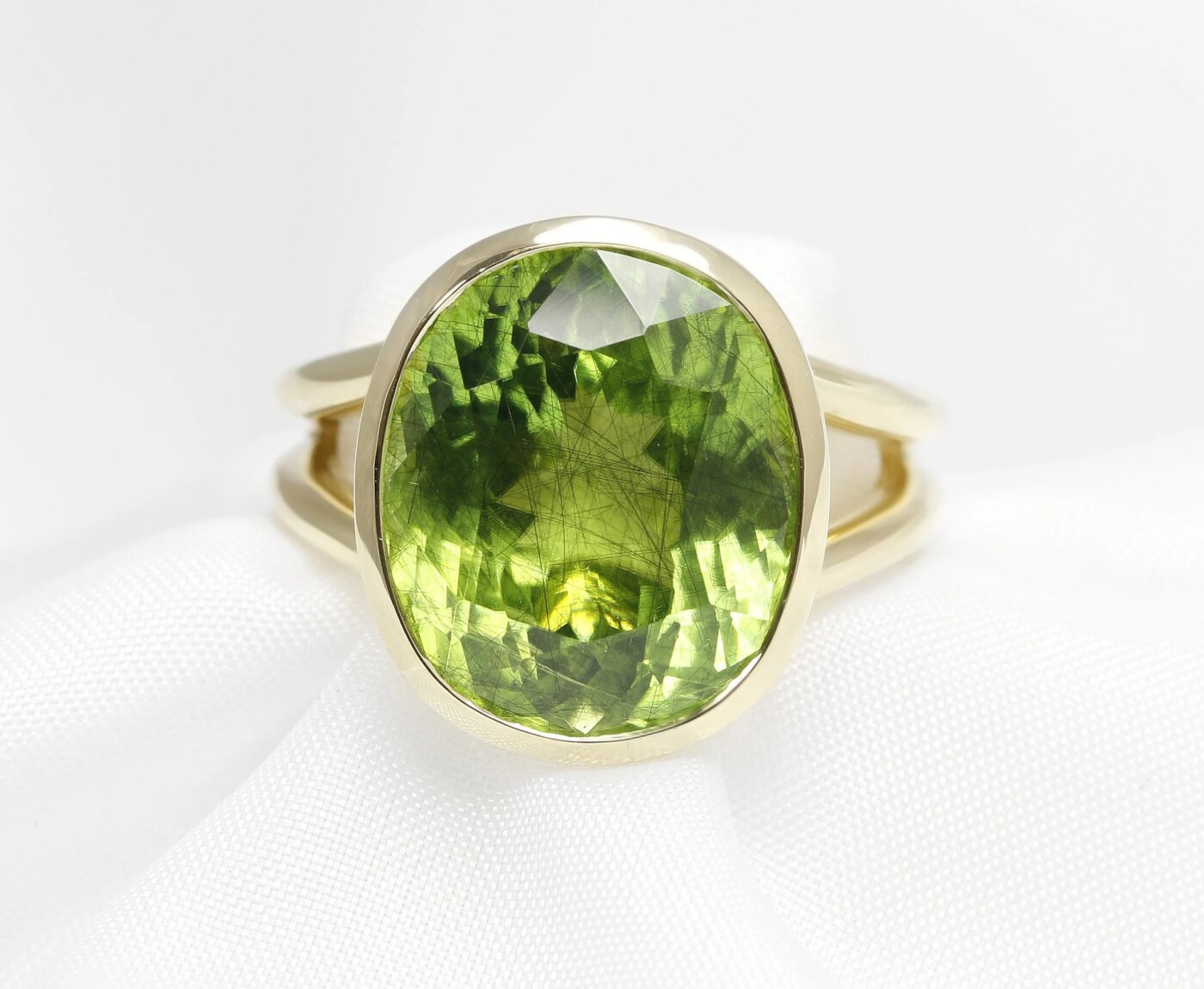 Peridot with Ludwigite Inclusions Dress Ring
