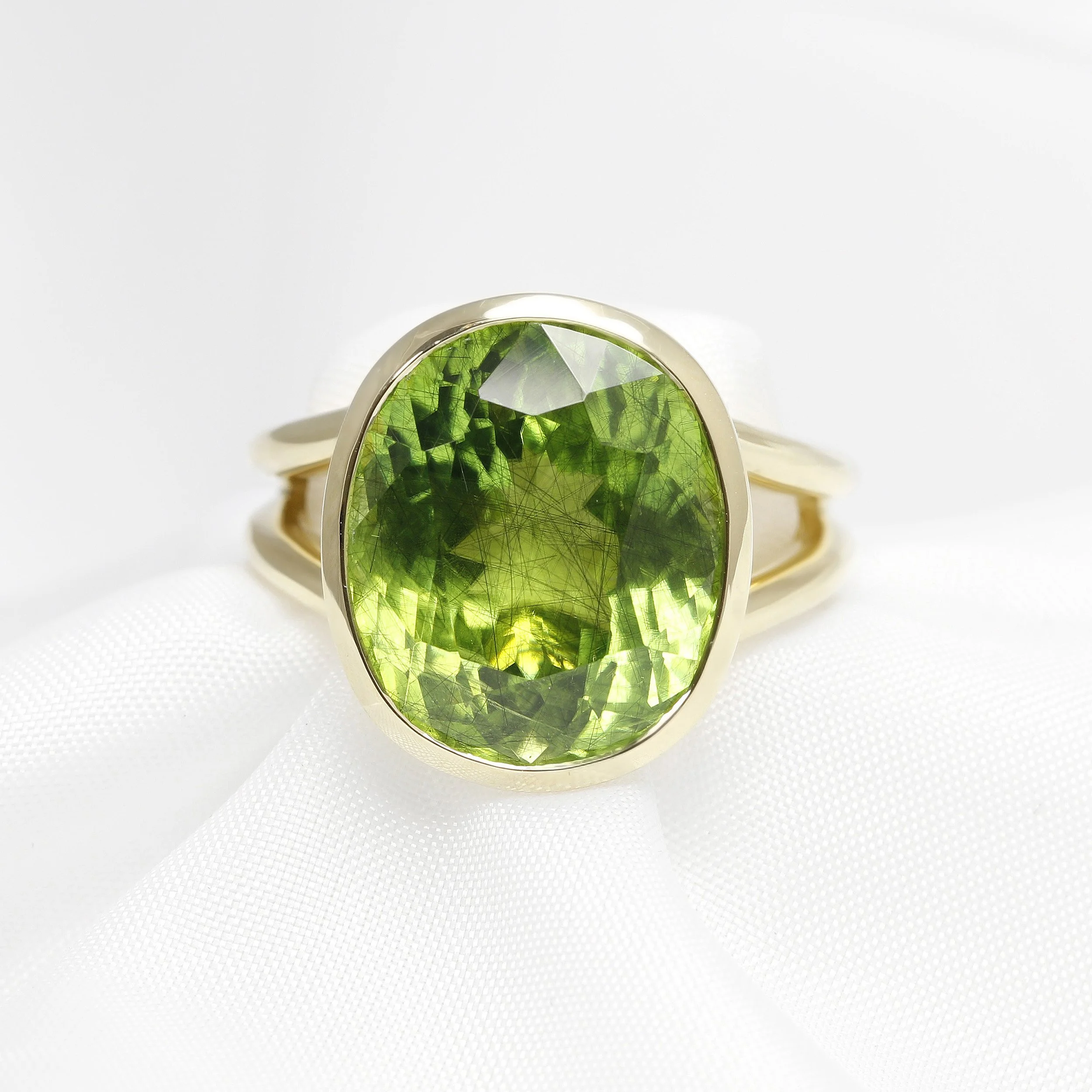 Peridot with Ludwigite Inclusions Dress Ring