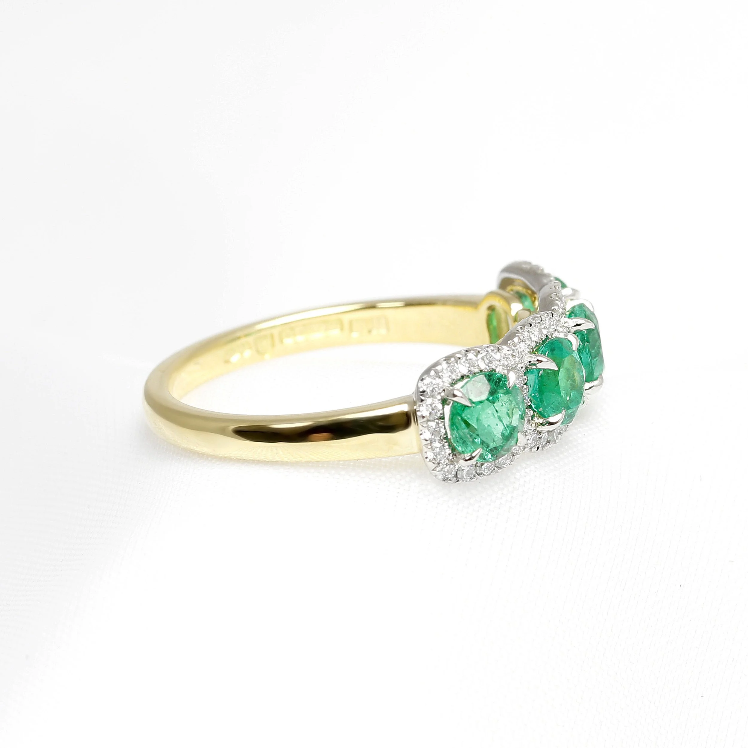 Emerald & Diamond Multi Halo Ring in Platinum
