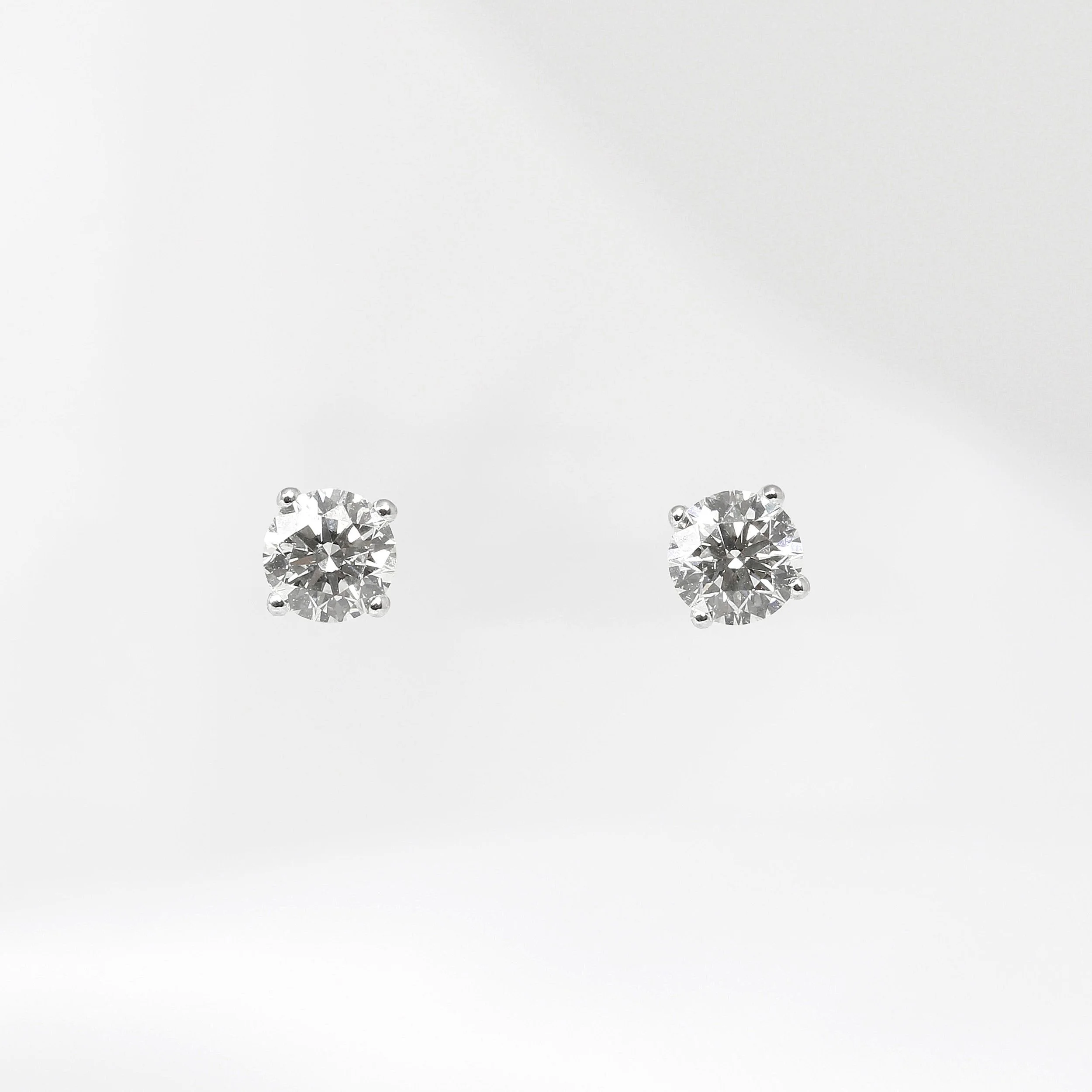 0.60ct Claw Set White Gold Diamond Stud Earrings