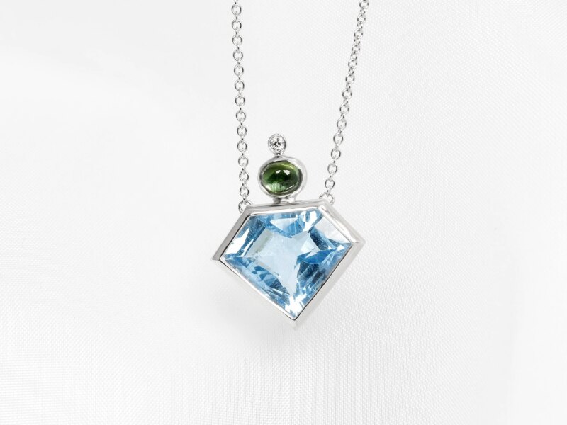 Topaz, Tourmaline & Diamond Pendant