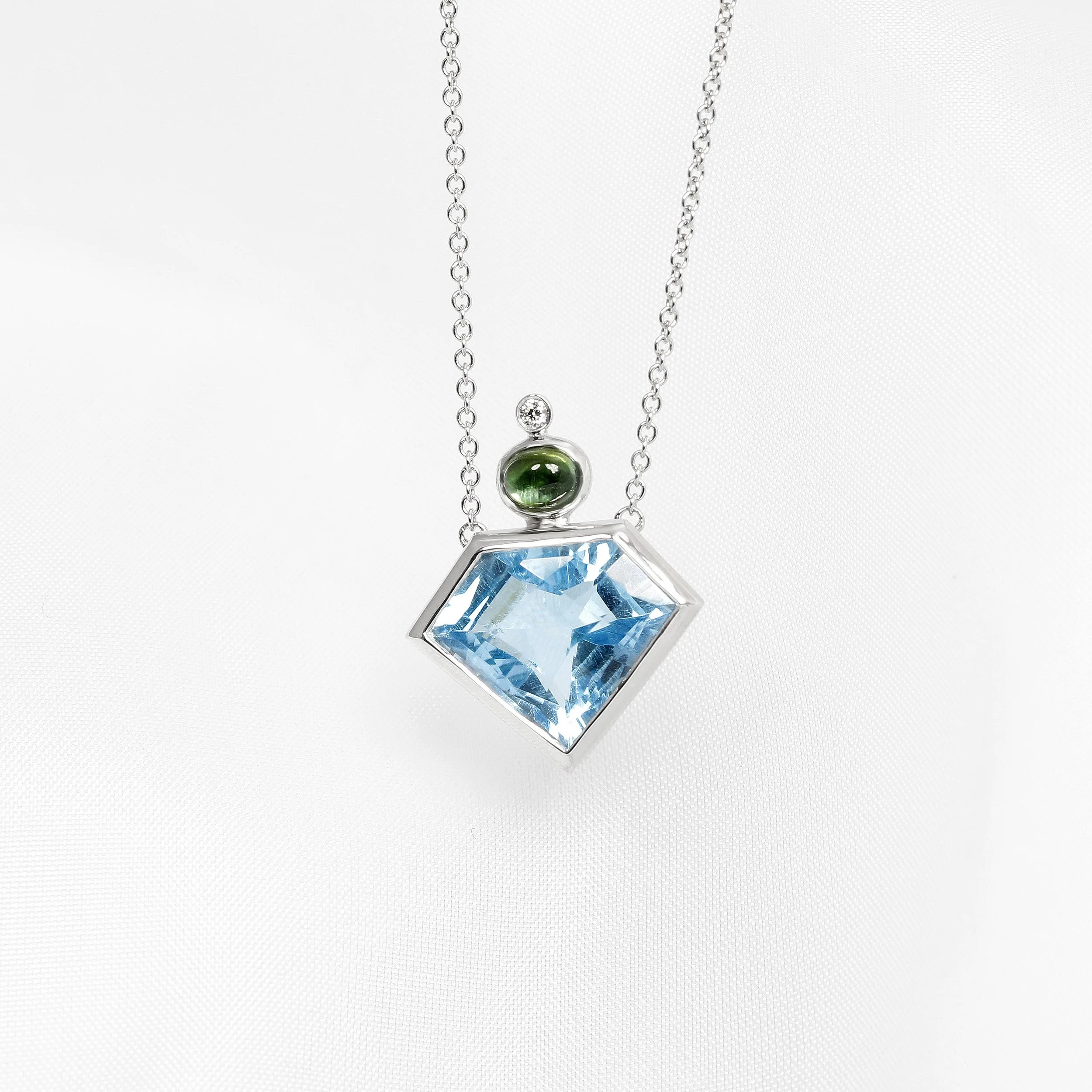 Topaz, Tourmaline & Diamond Pendant
