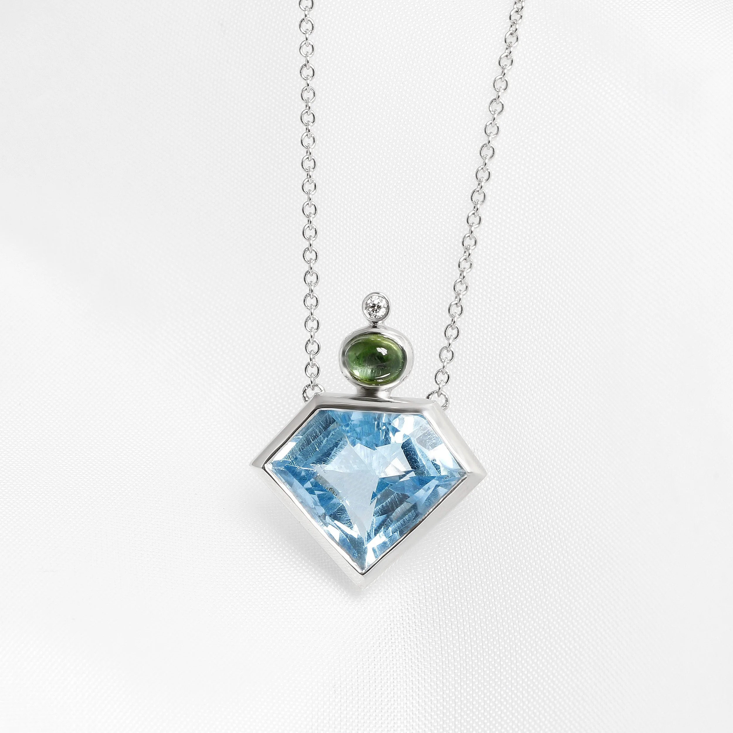 Topaz, Tourmaline & Diamond Pendant