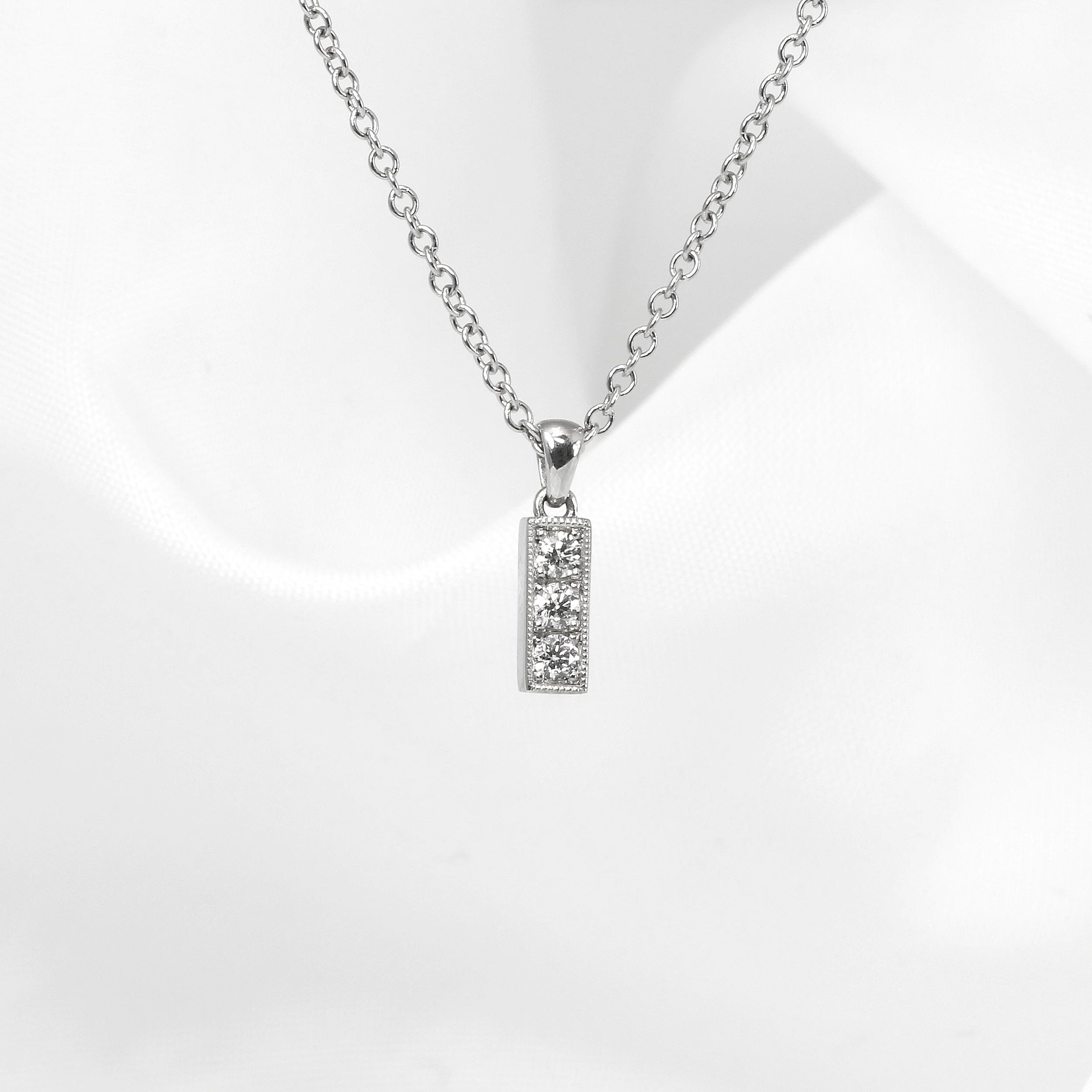 Grain Set Bar Pendant with Millegrain Edges