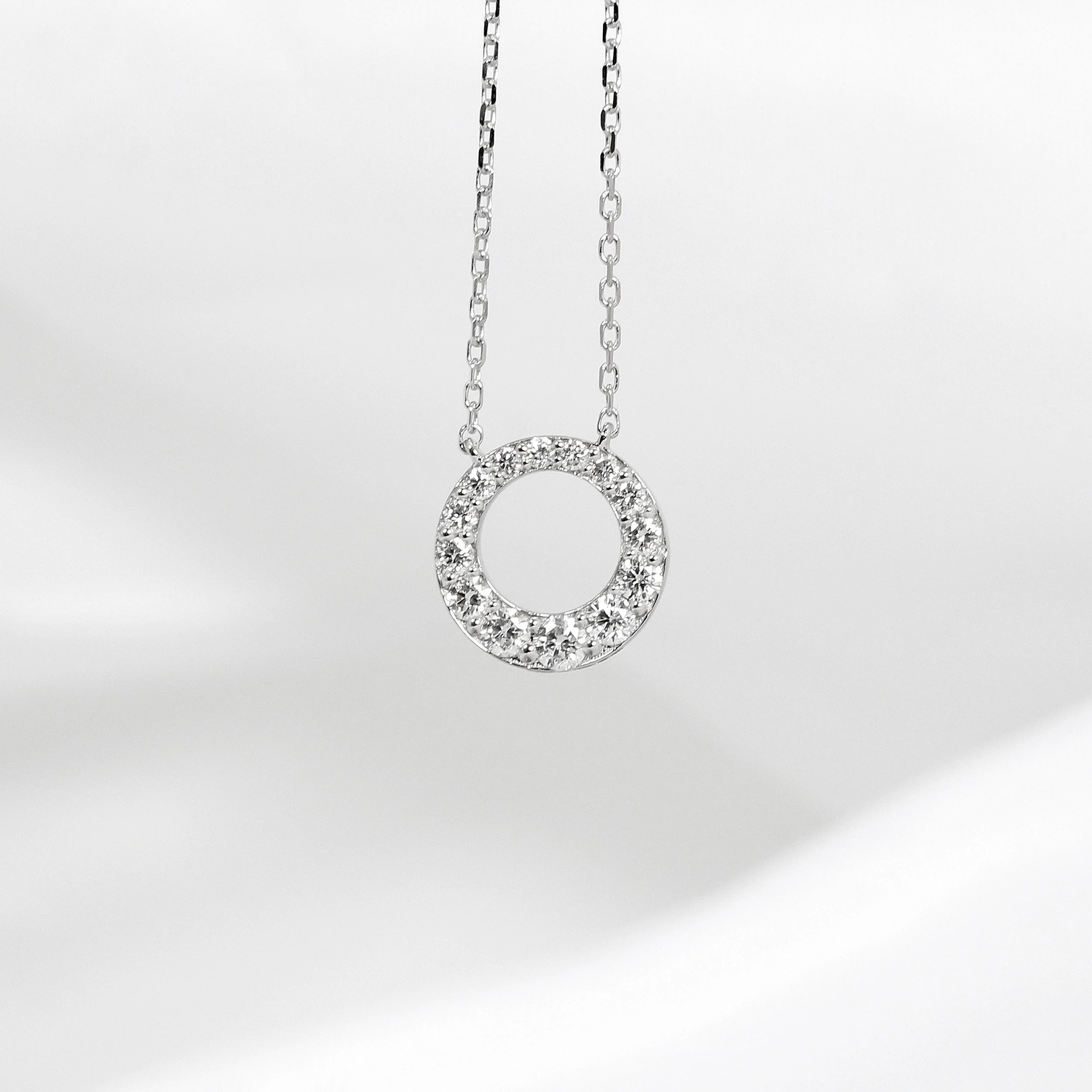 Diamond Hoop Pendant in White Gold