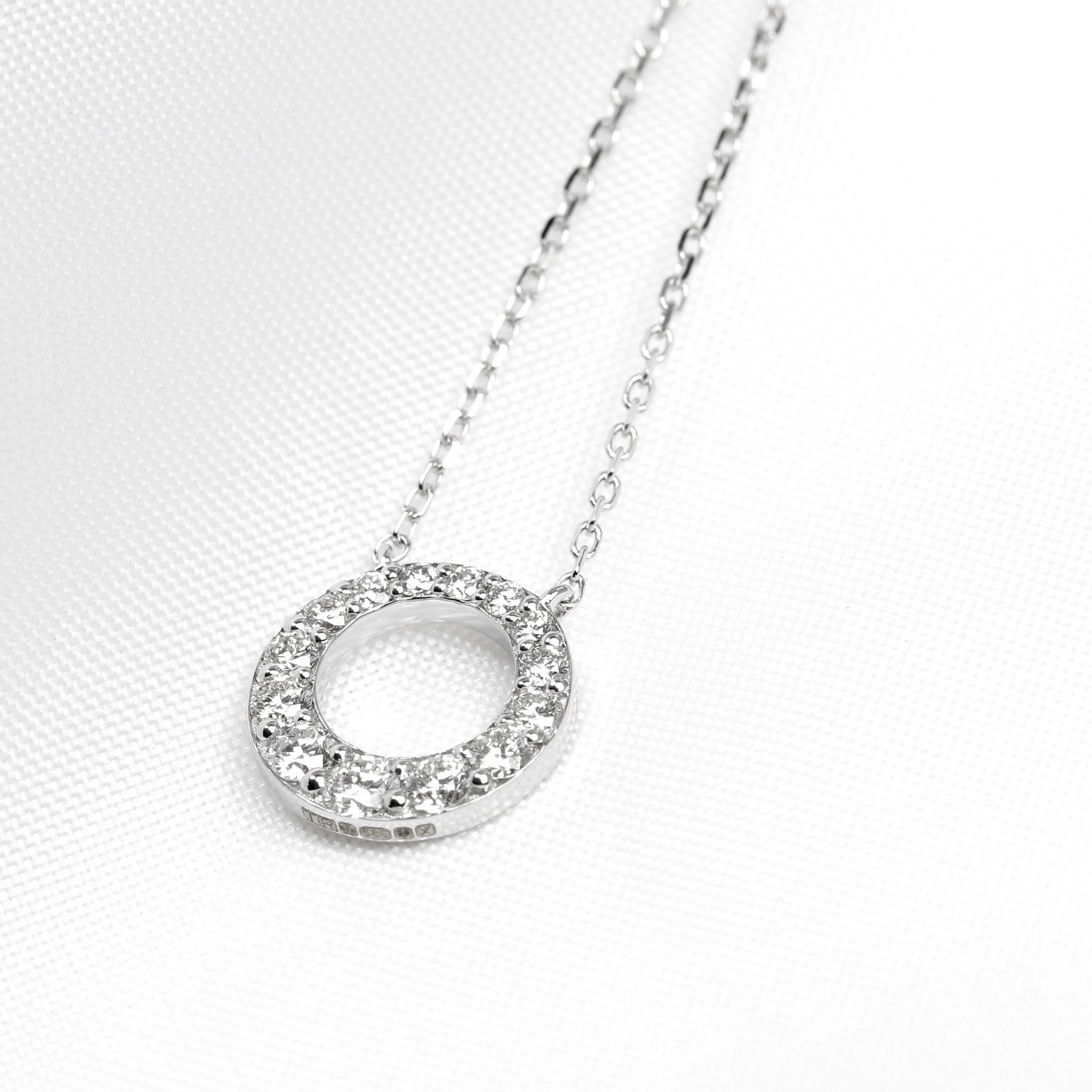 Diamond Hoop Pendant in White Gold