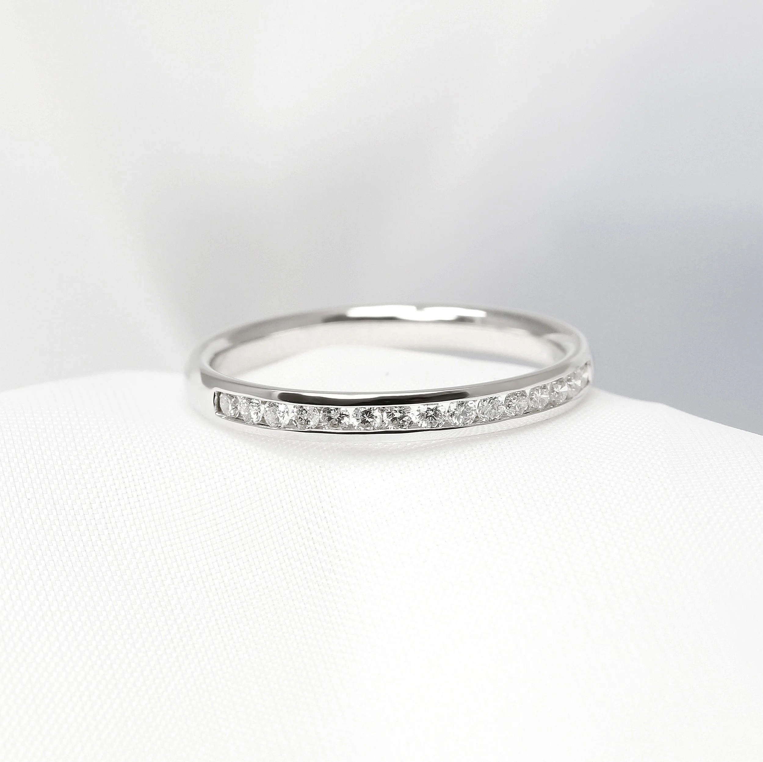 9ct White Gold Channel Set Diamond Eternity Ring