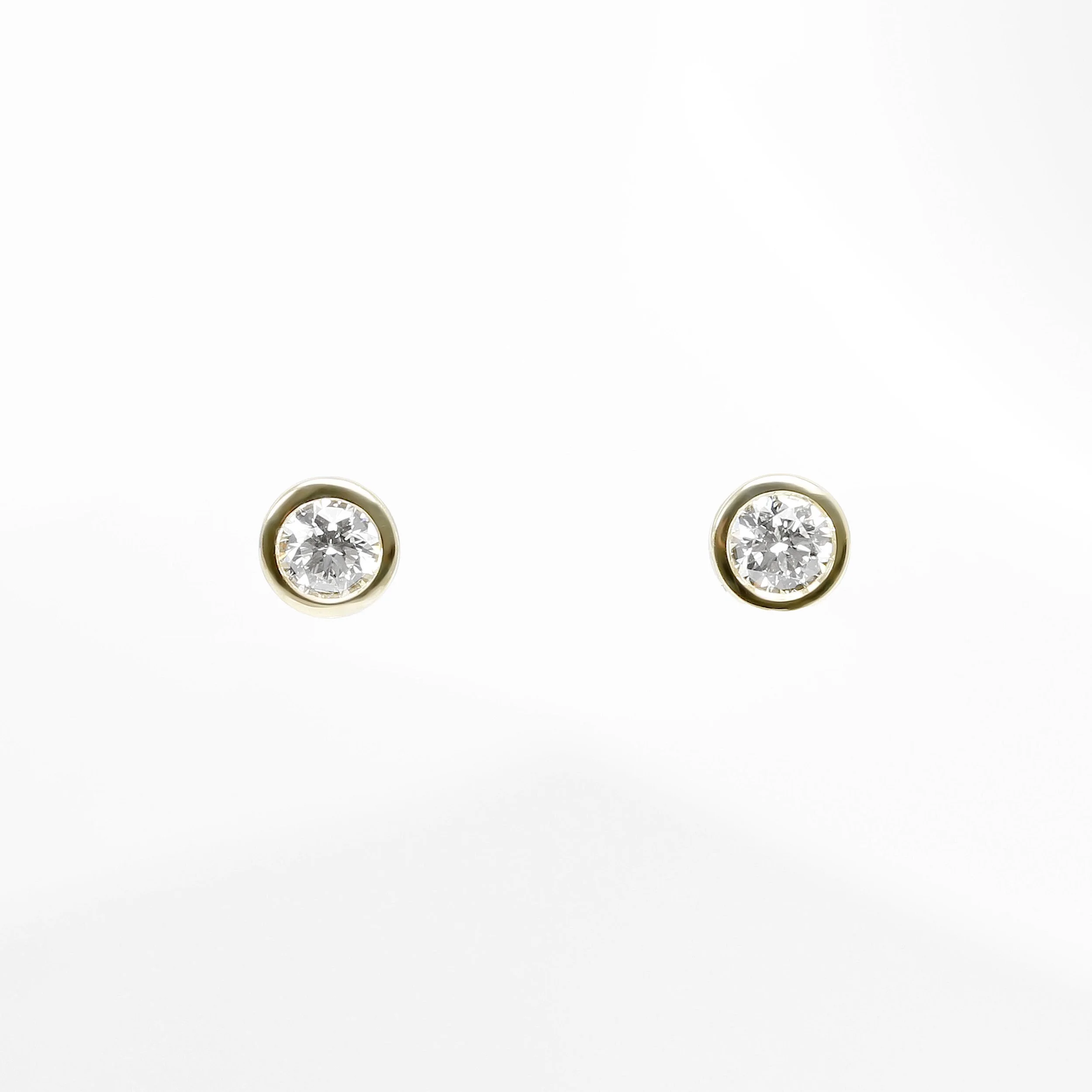 0.20ct Rub Over Set Yellow Gold Diamond Studs