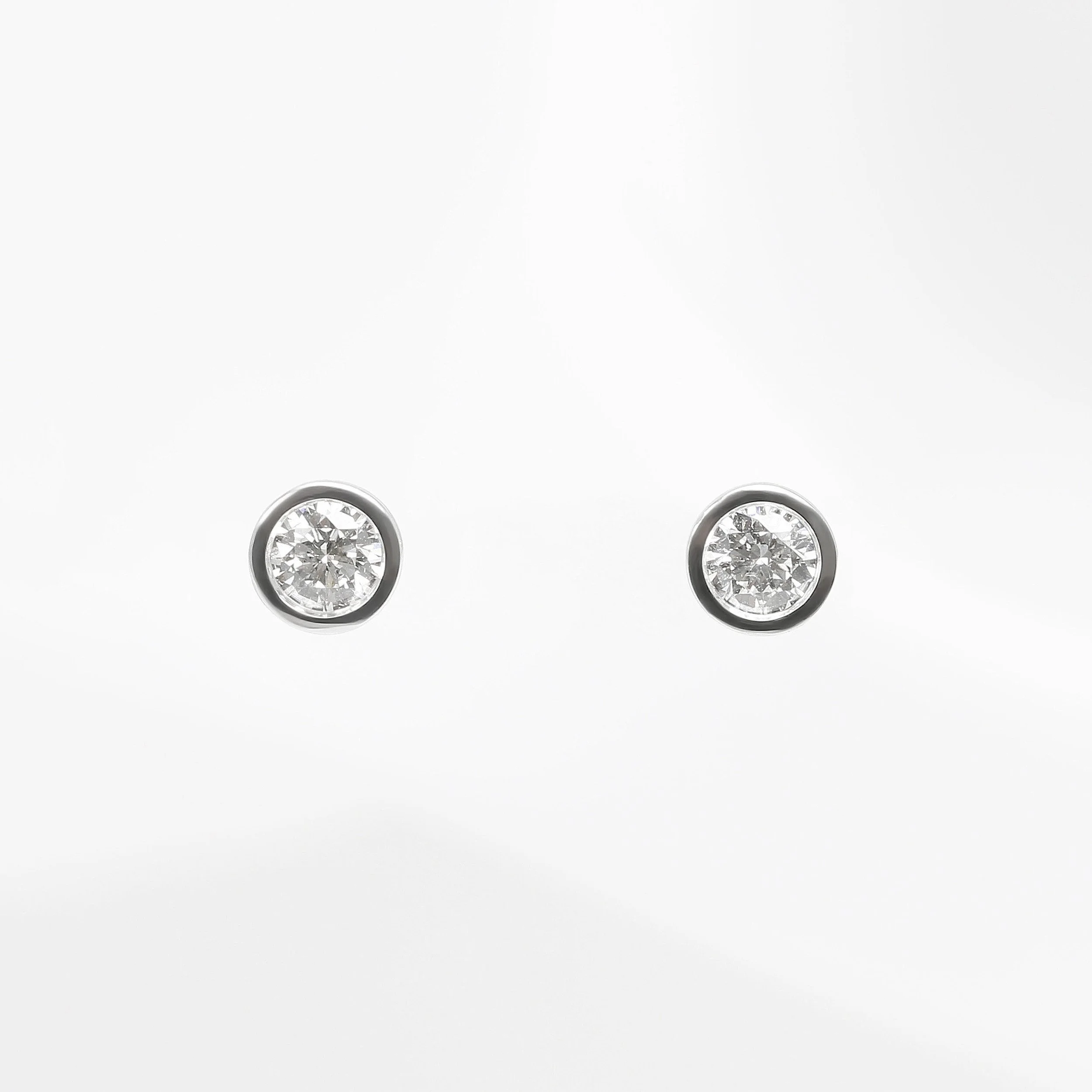 0.30ct Rub Over Diamond Stud Earrings