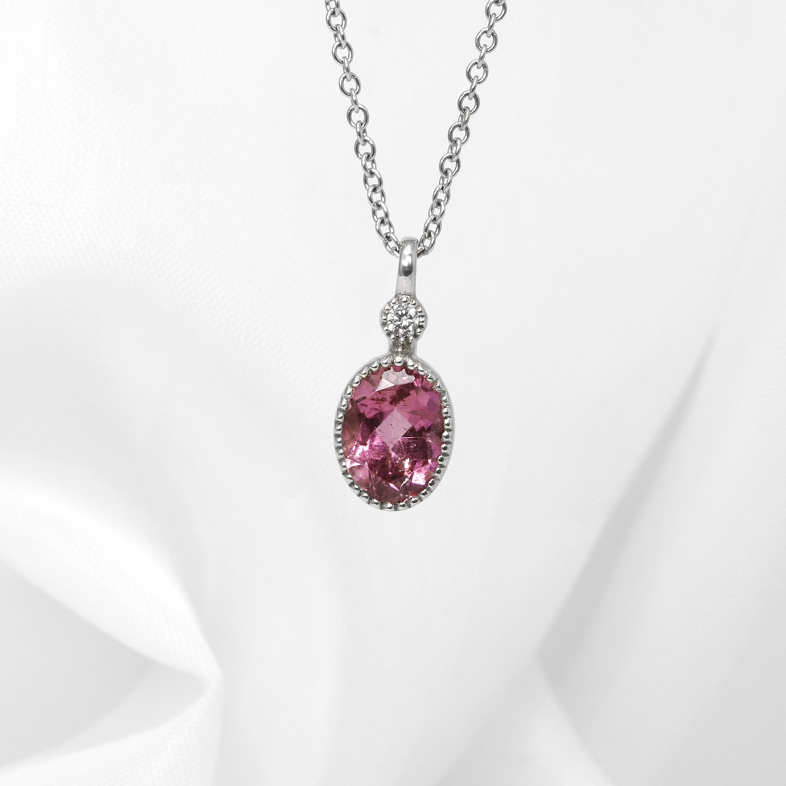 Pink Tourmaline Jardin Des Délices Pendant in White Gold