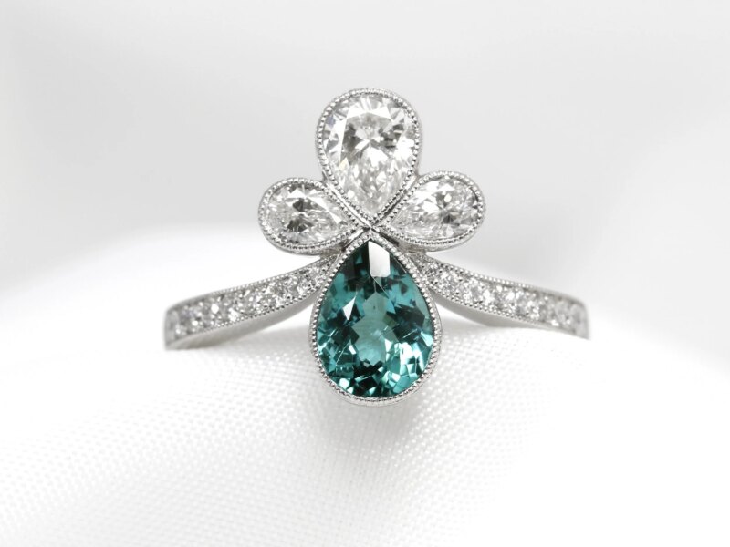 Tourmaline & Diamond Tiara Ring