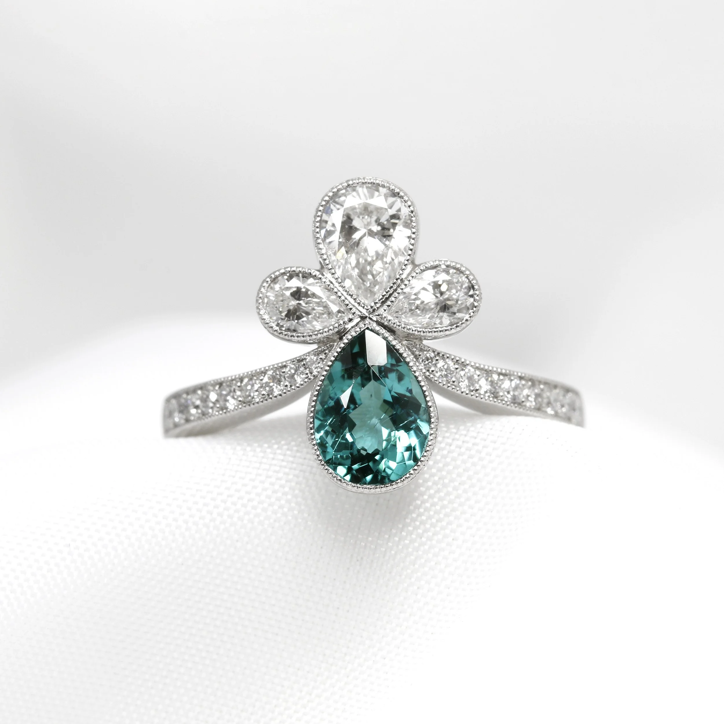 Tourmaline & Diamond Tiara Ring