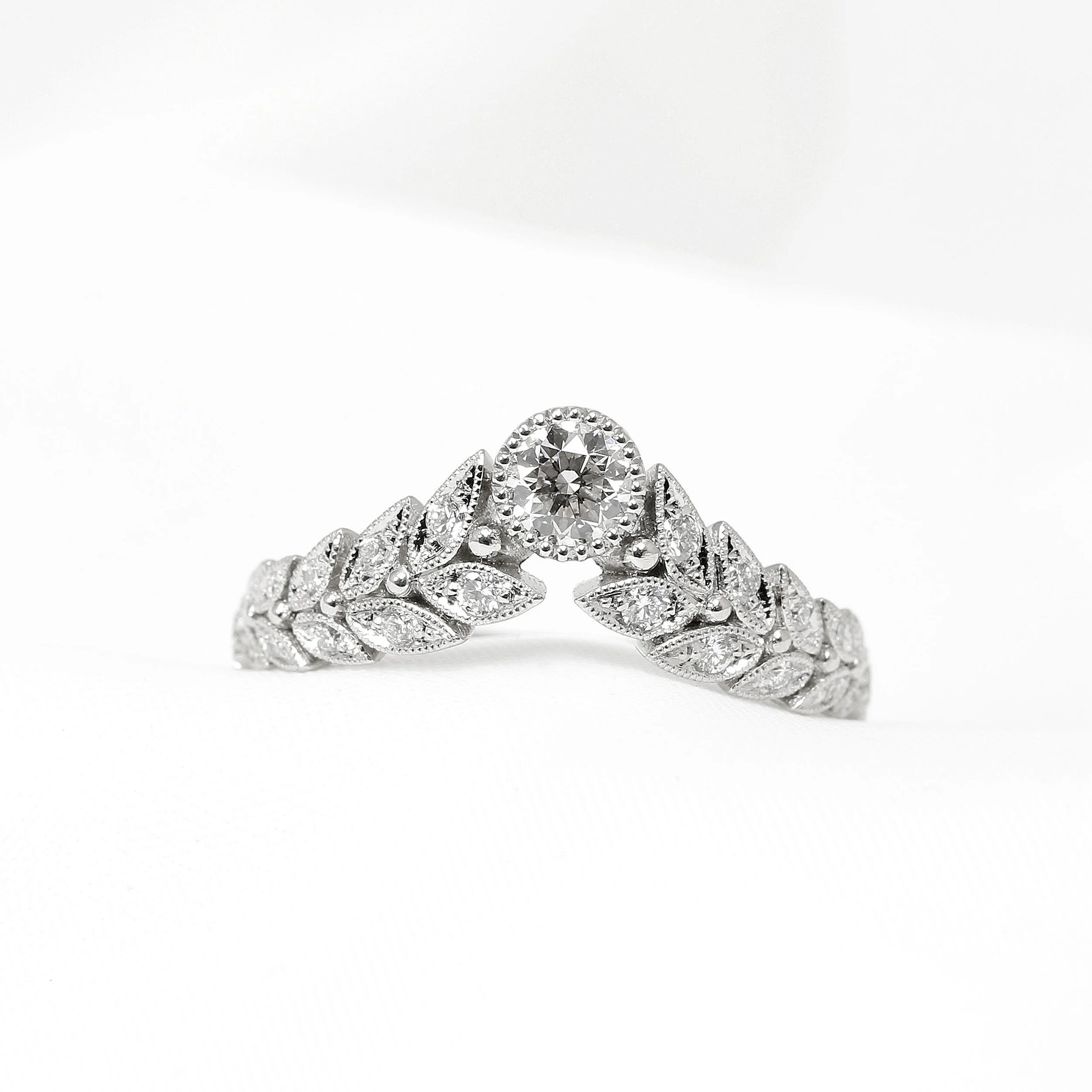Laurel Wreath Tiara Ring in Platinum & Diamond