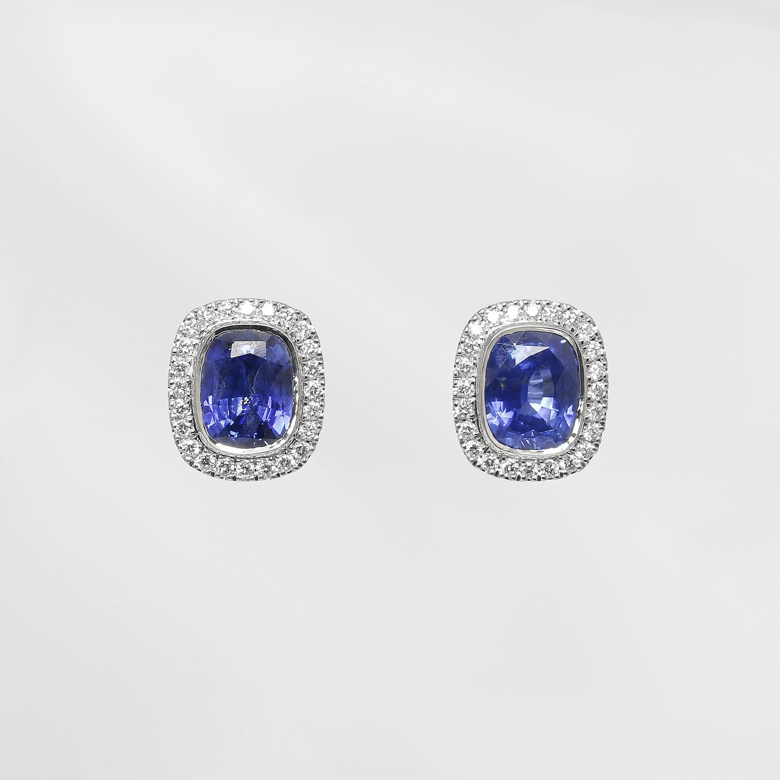 Sapphire & Diamond Halo Cluster Earrings