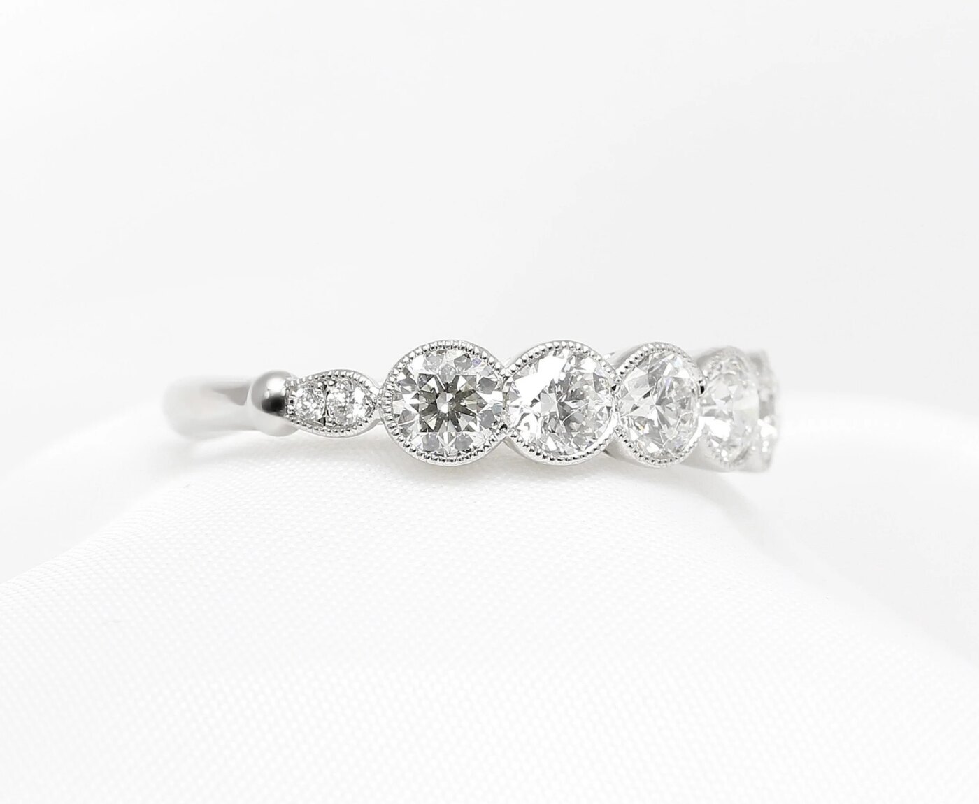 Timothy Roe Rubover Set Five Stone Half Eternity Ring in Platinum 