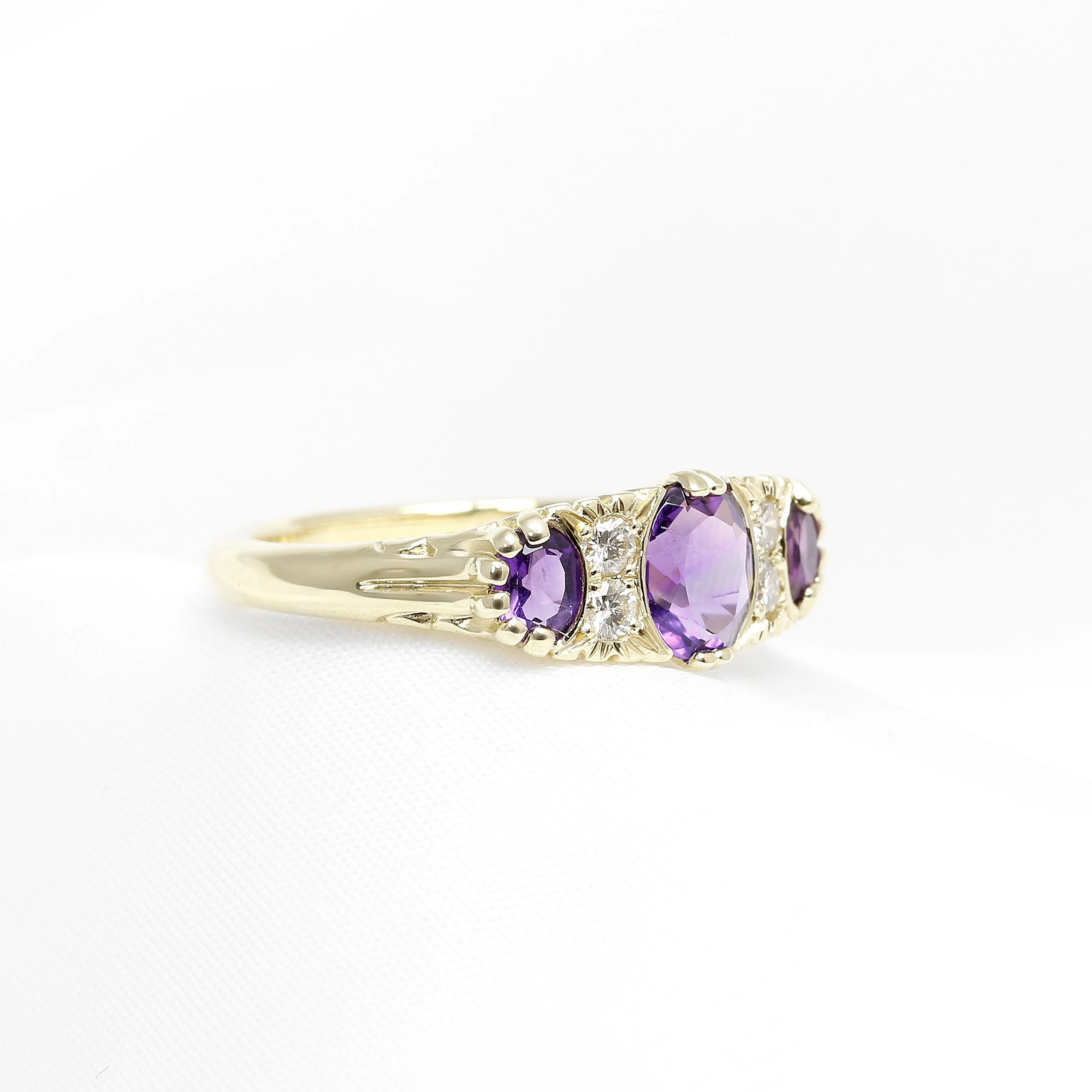 Amethyst Carved Half Hoop Ring