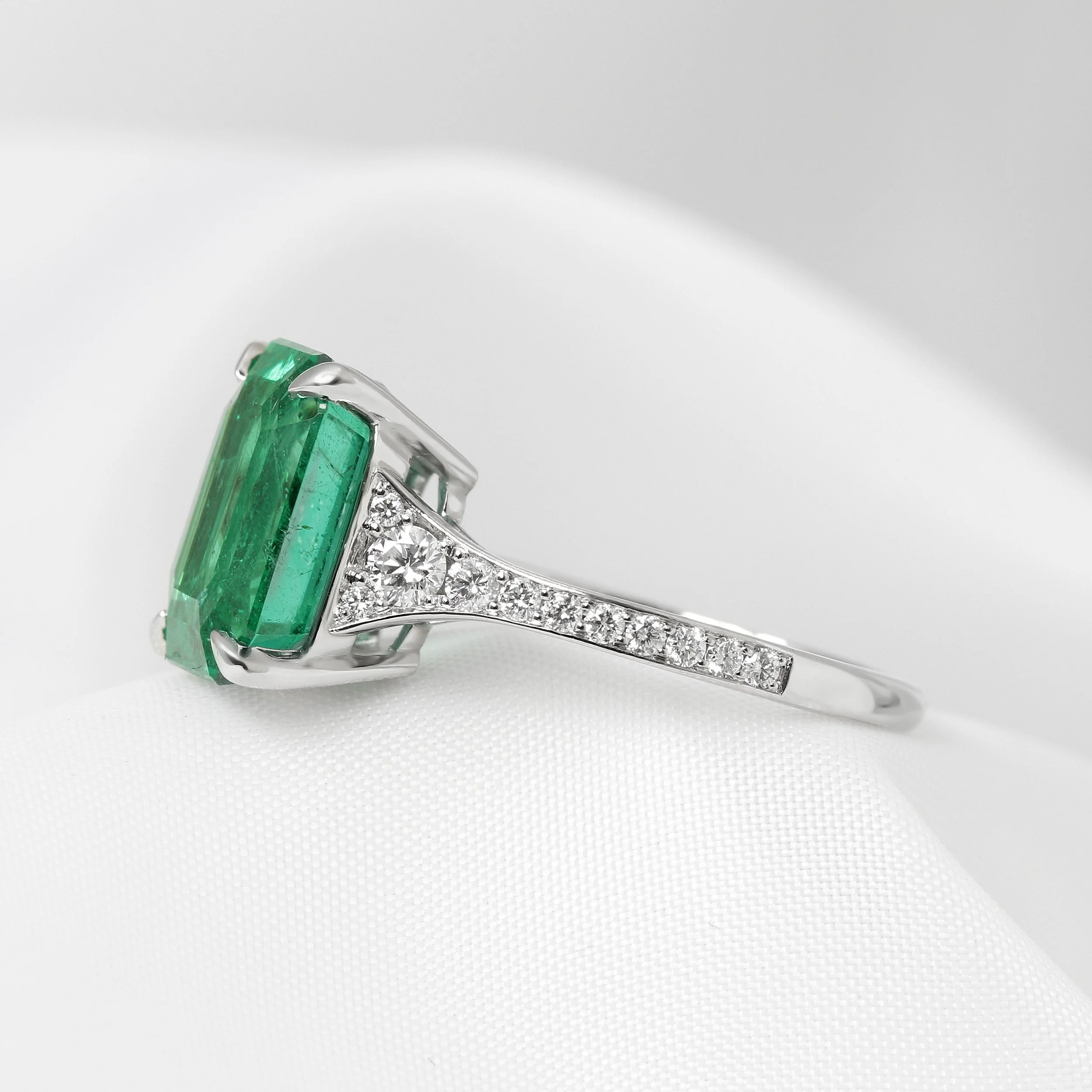 Emerald & Diamond Ring in Platinum