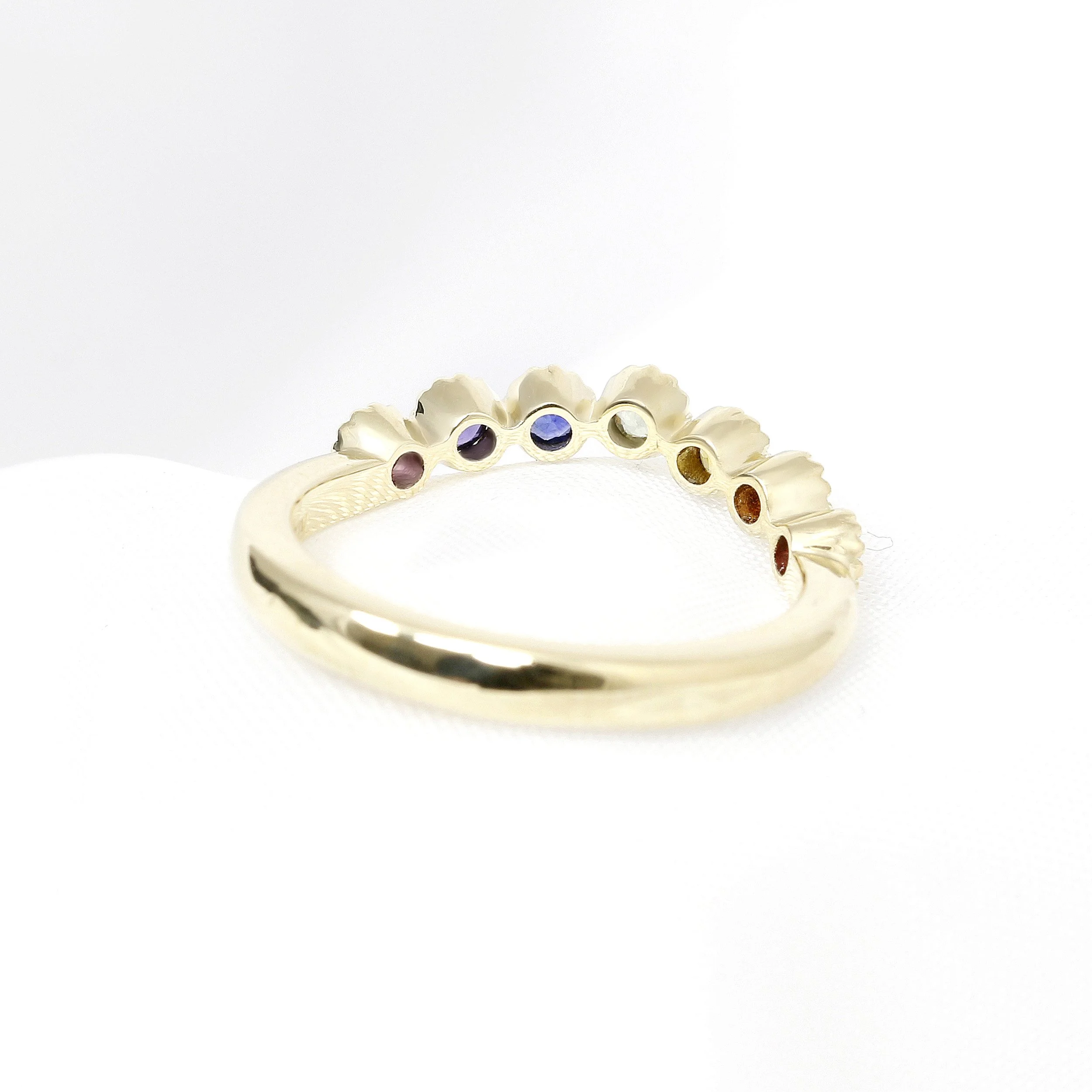 Multicolour Sapphire Shaped Ring in Yellow Gold