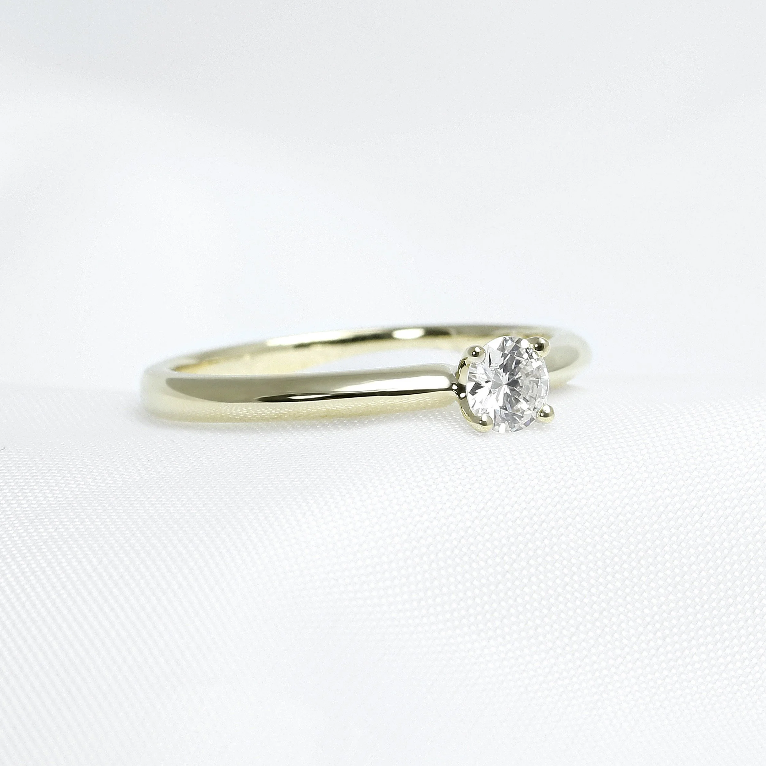 Yellow Gold Round Diamond Solitaire Ring