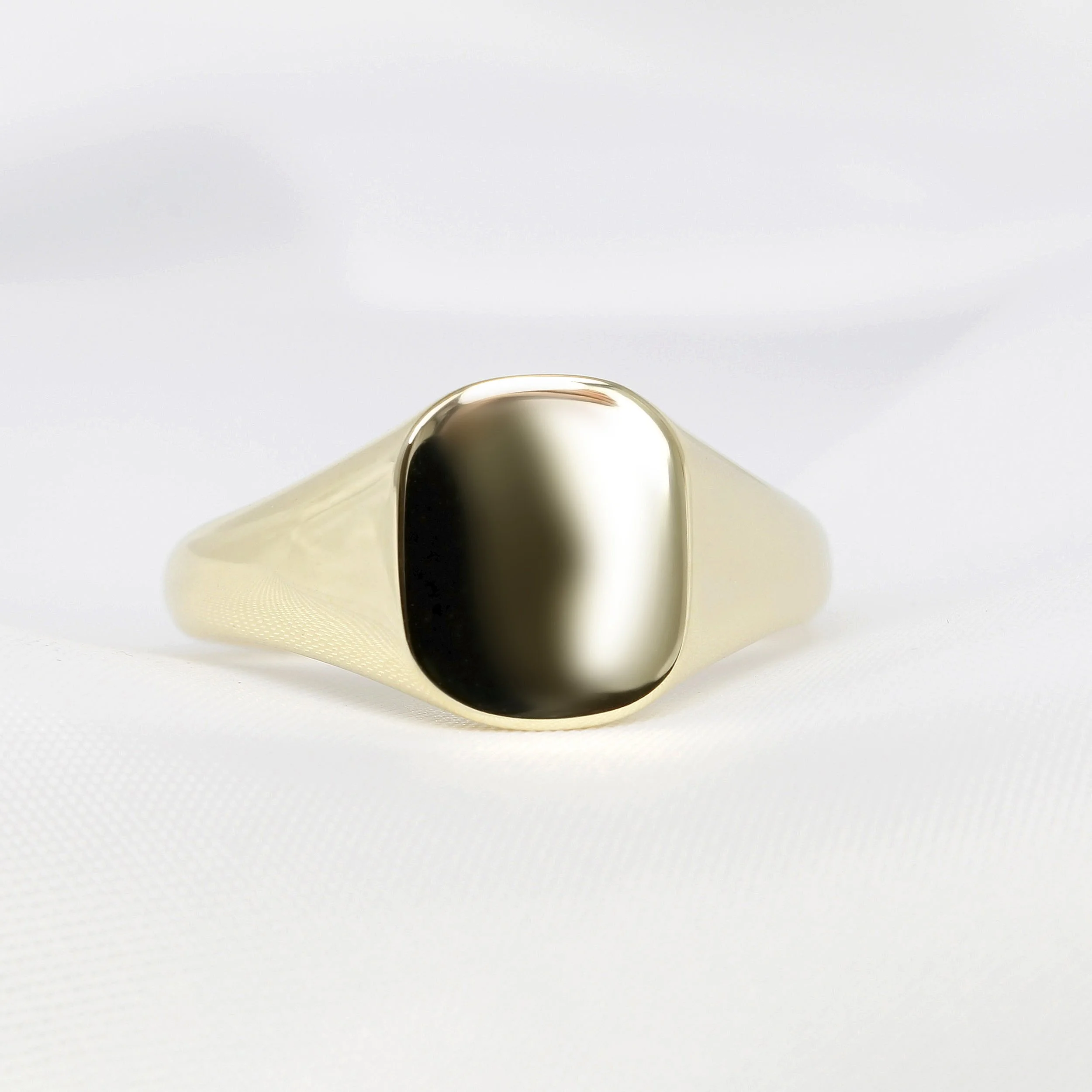 10 x 8mm Cushion Signet Ring in Yellow Gold
