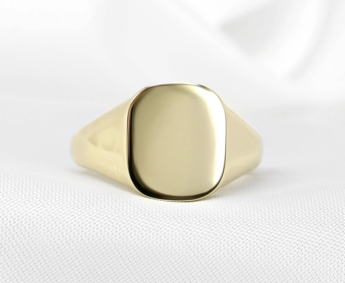 Timothy Roe 12 x 10mm Cushion Signet Ring in Yellow Gold 