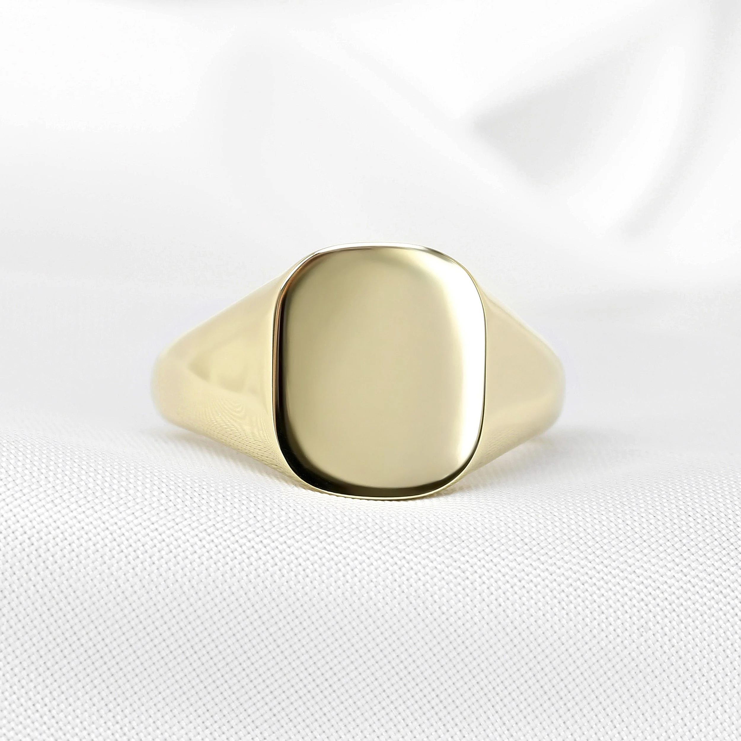 12 x 10mm Cushion Signet Ring in Yellow Gold