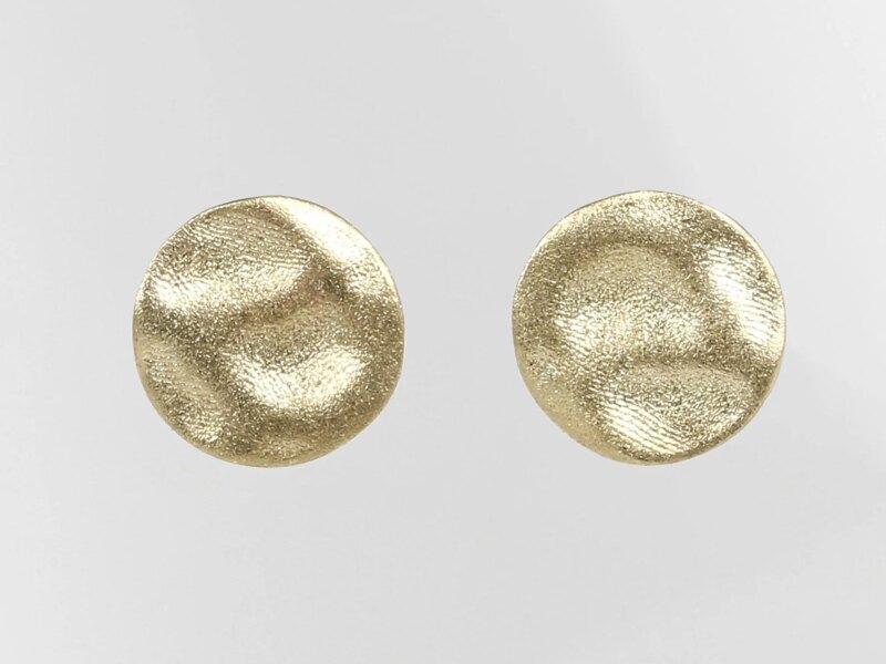 Molten Disc Stud Earrings in Yellow Gold