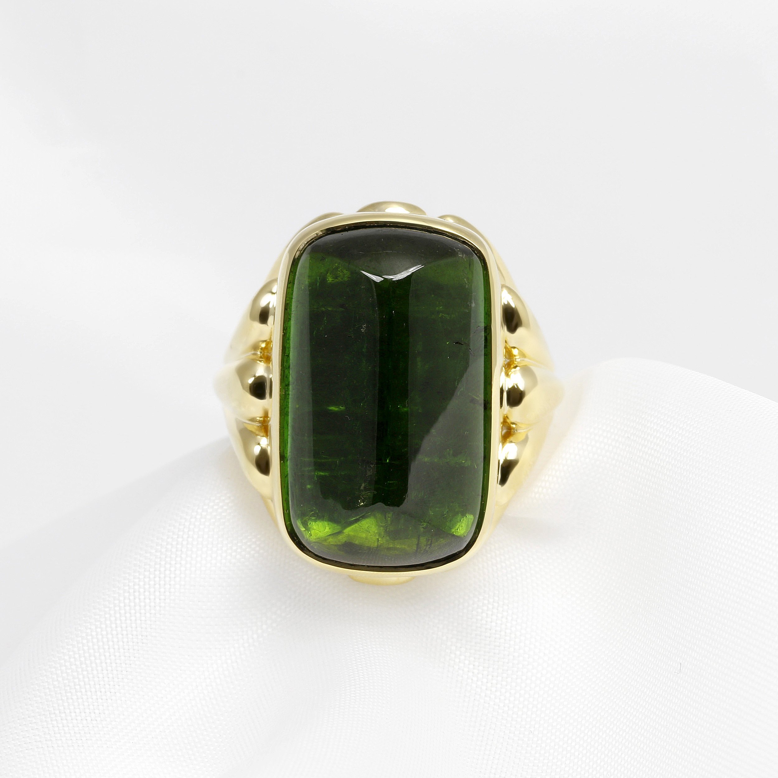 Green Tourmaline Cabochon Cocktail Ring