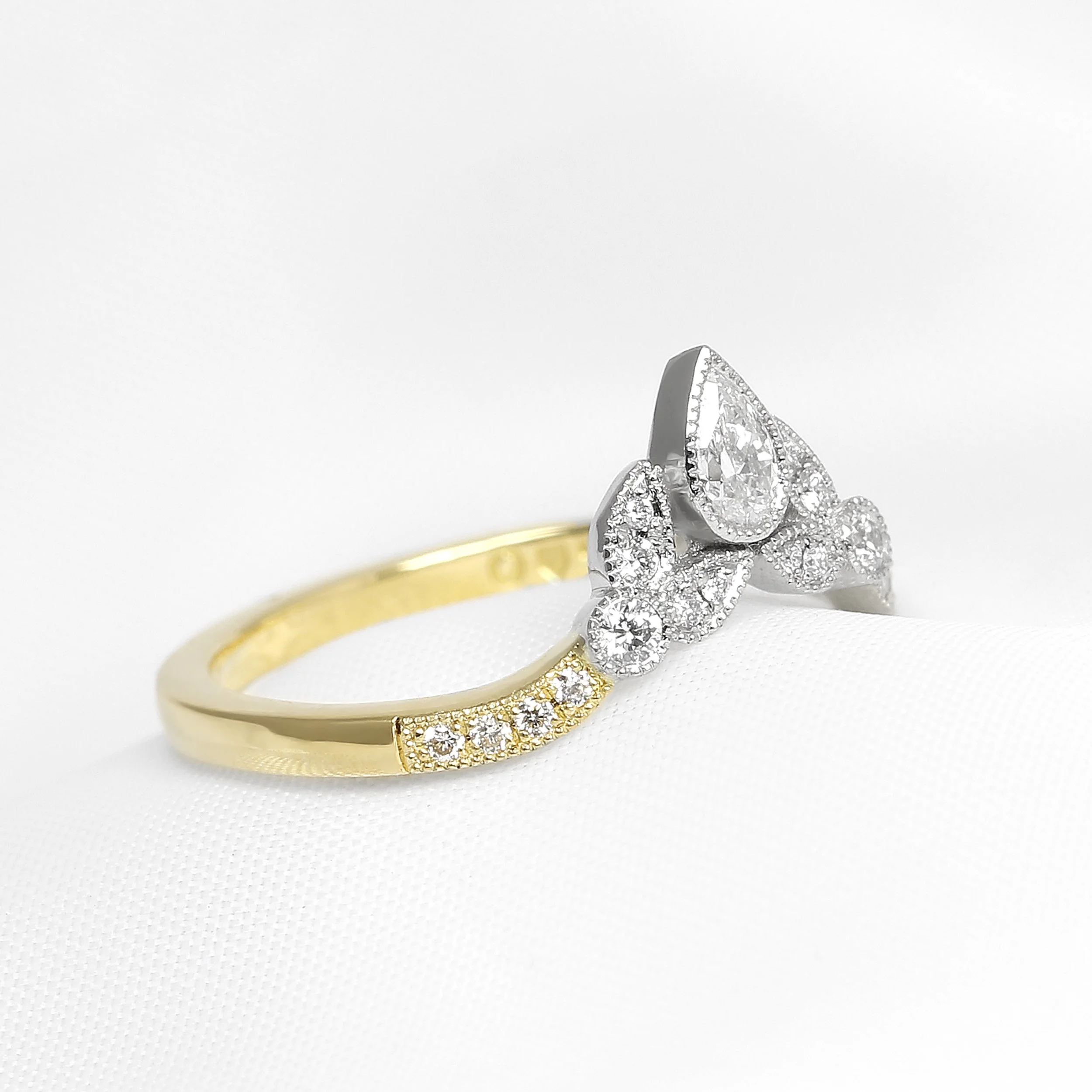 Diamond Tiara Ring in Yellow Gold & Platinum
