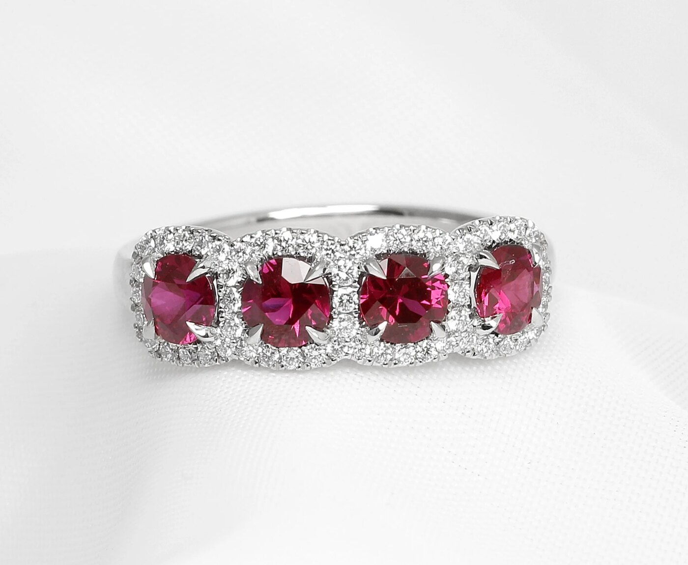Ruby & Diamond Halo Ring in Platinum 