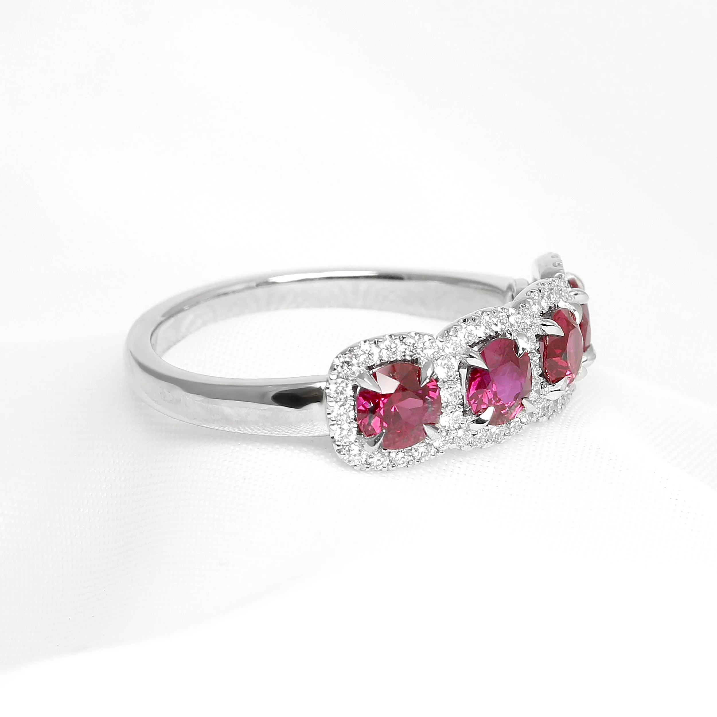 Ruby & Diamond Halo Ring in Platinum