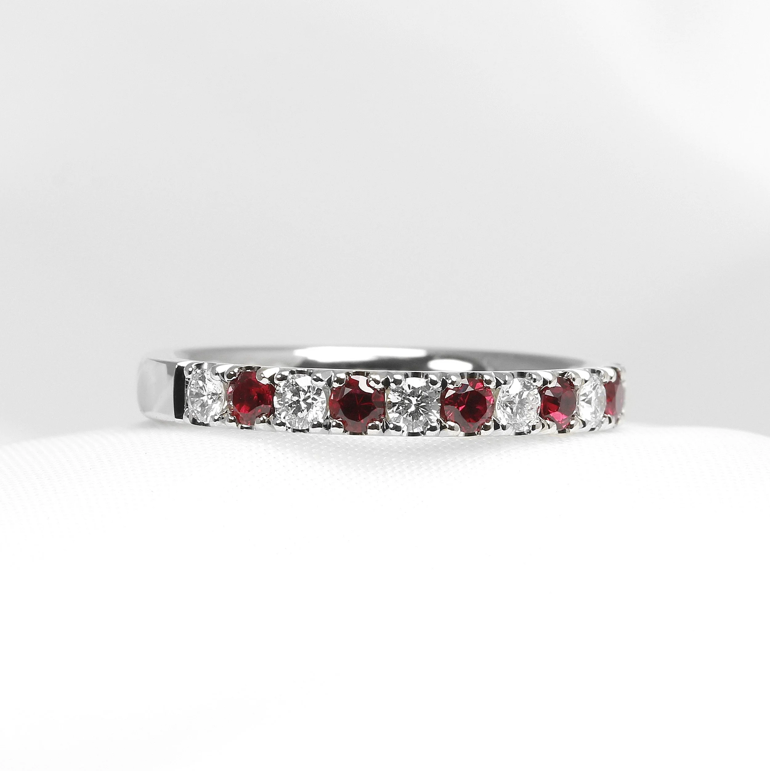 Diamond and Ruby Eternity Ring in Platinum