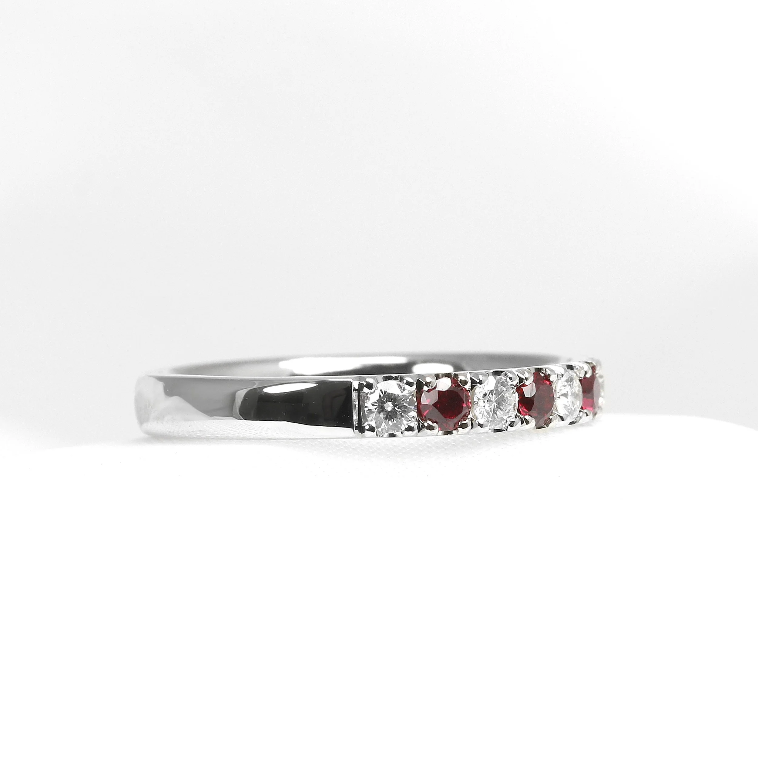 Diamond and Ruby Eternity Ring in Platinum