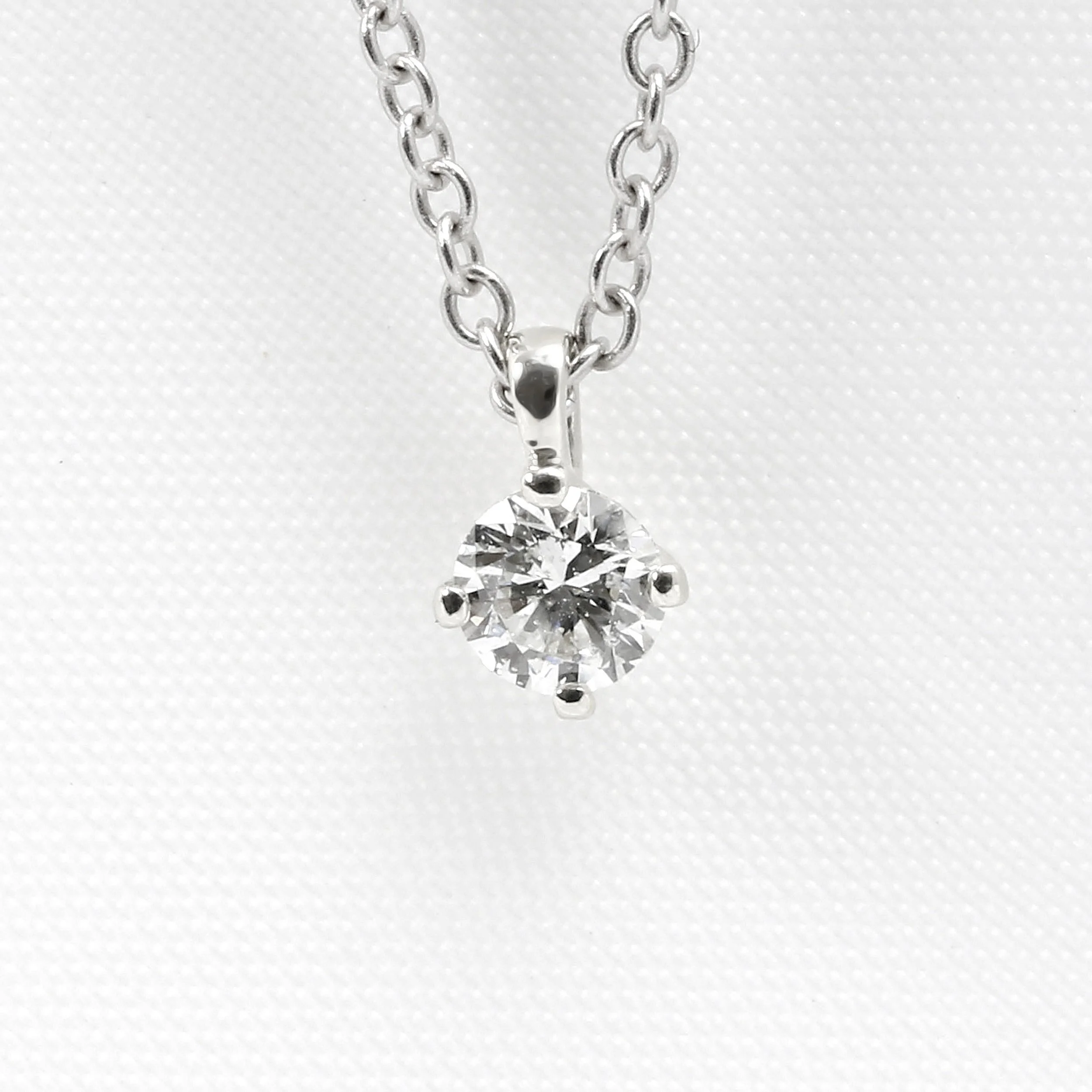 Claw Set Diamond Pendant in White Gold