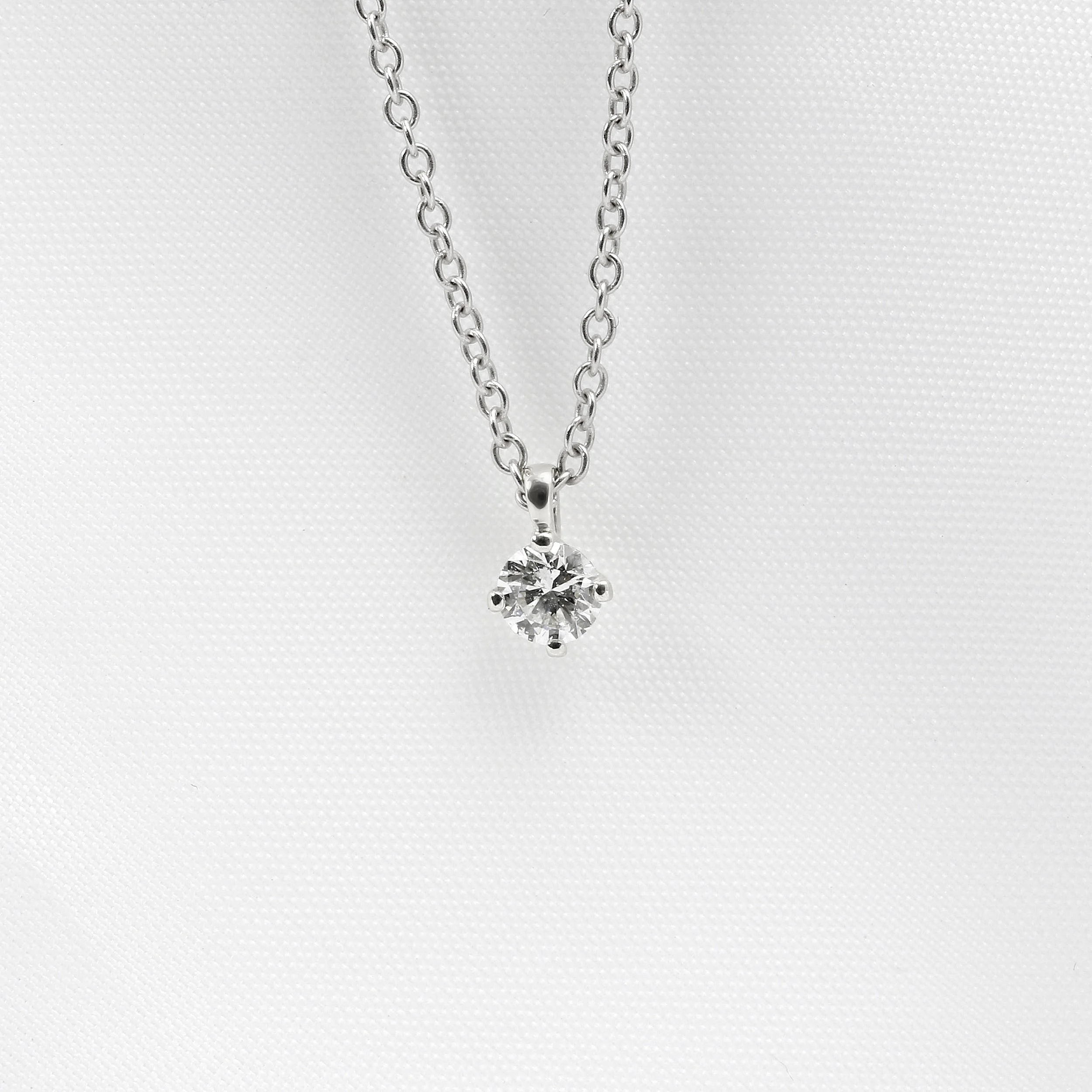 Claw Set Diamond Pendant in White Gold