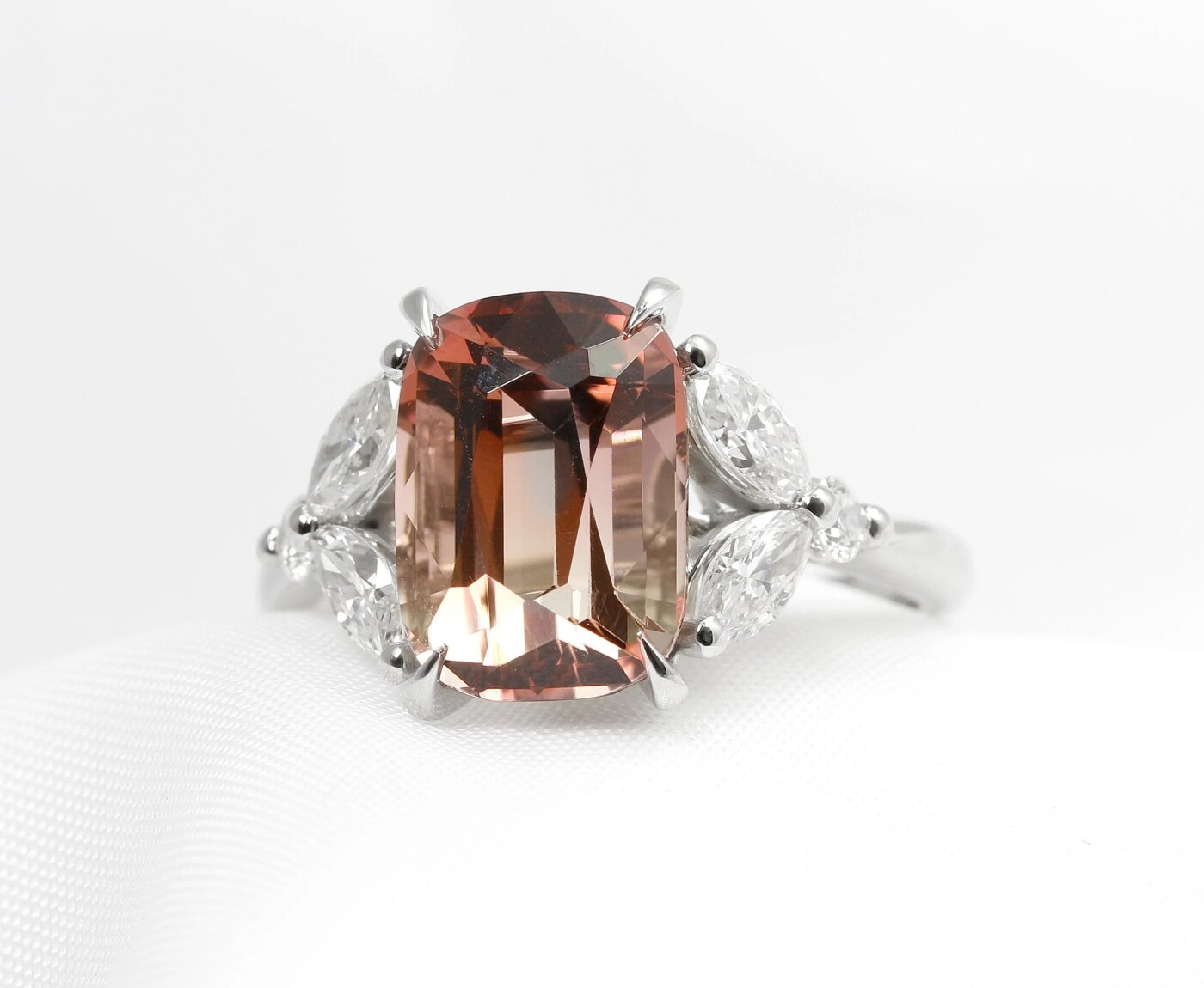 Tourmaline and Diamond Ring in Platinum